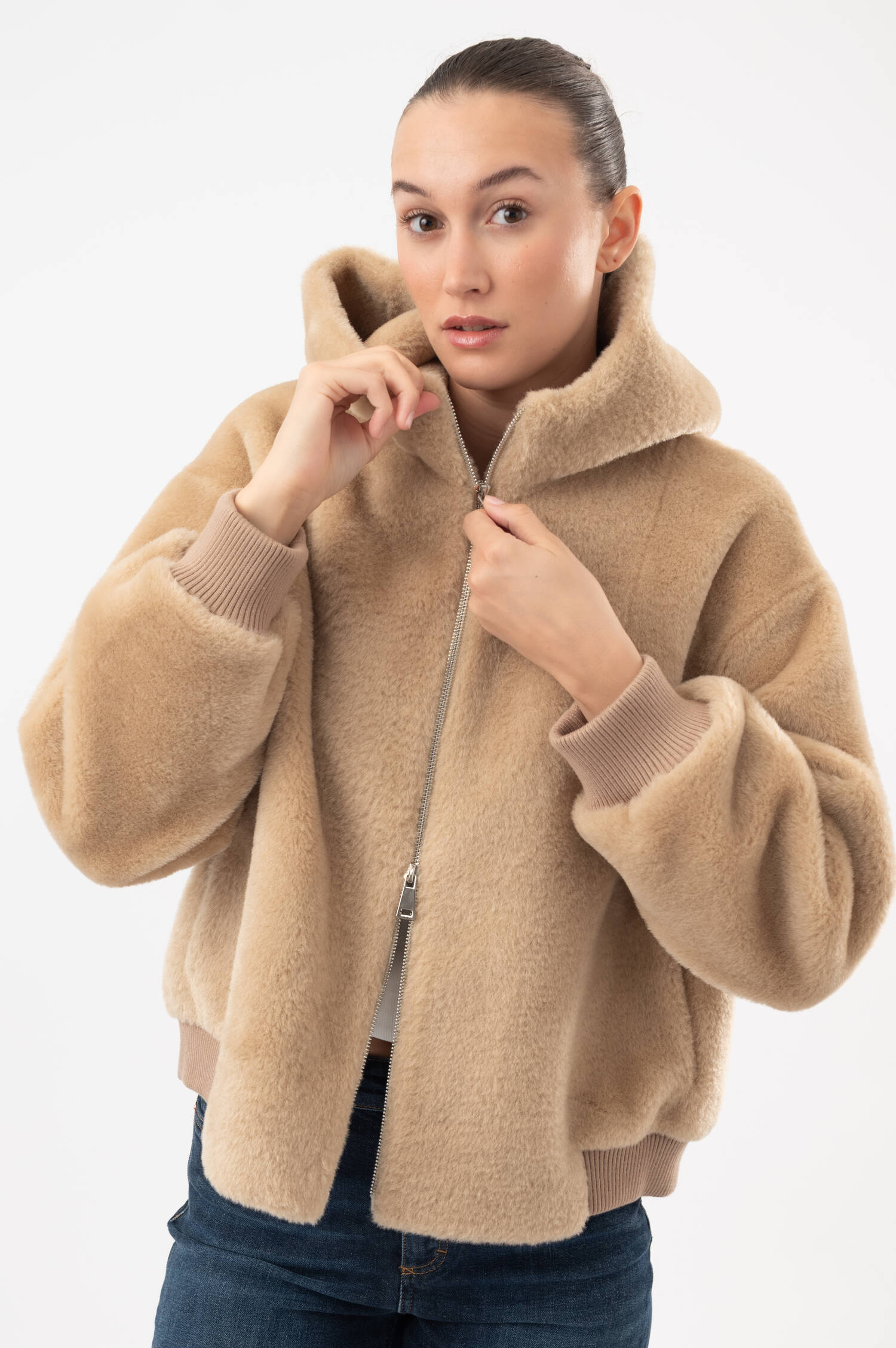 Faux-Shearling-Jacke SISSI in Beige