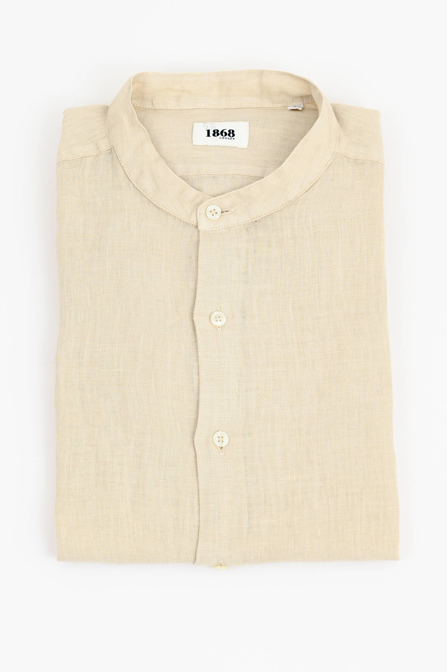 Leinenhemd mit Stehkragen in Beige Leinenhemd mit Stehkragen in Beige