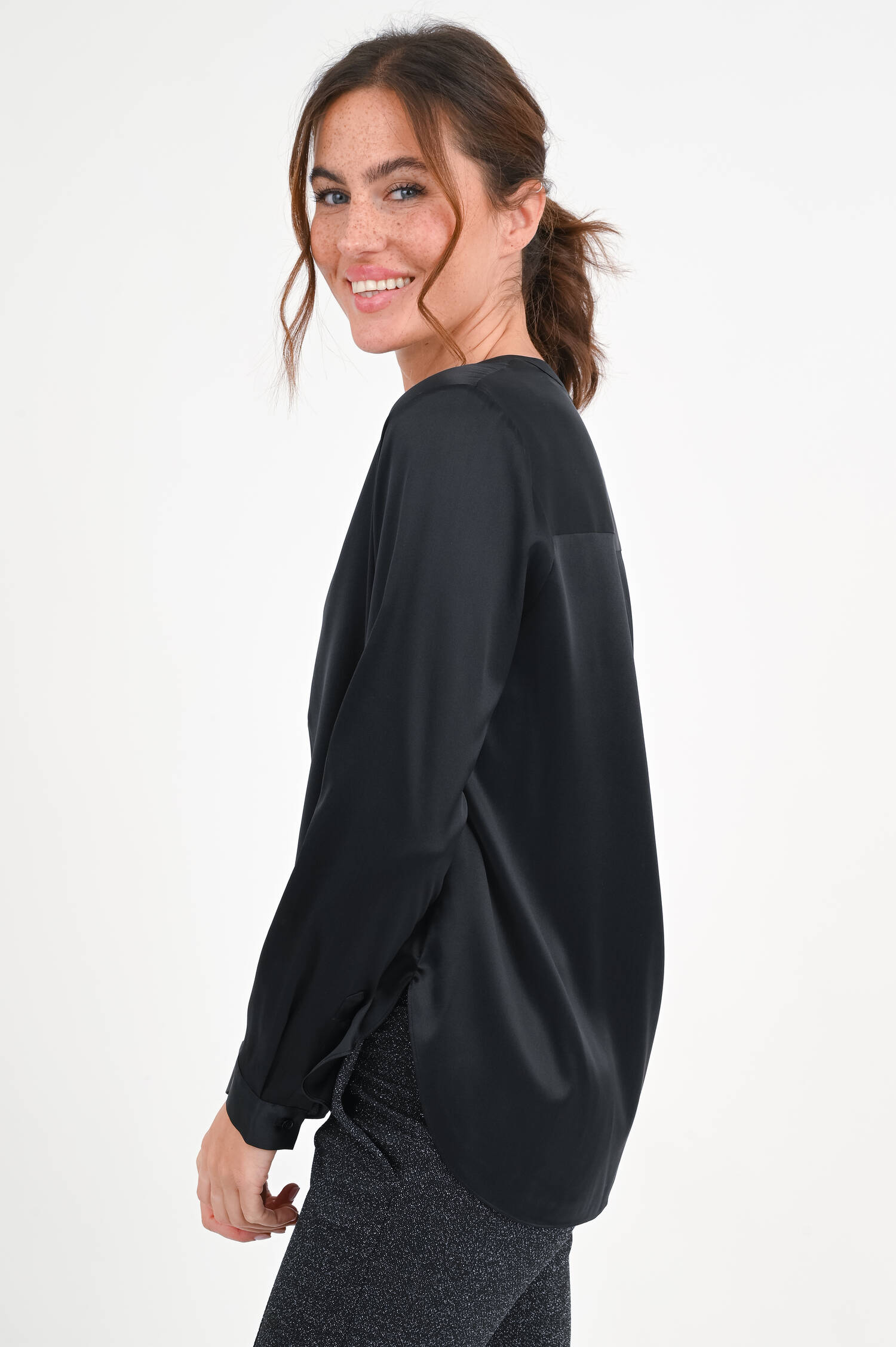 Seidenbluse in Schwarz