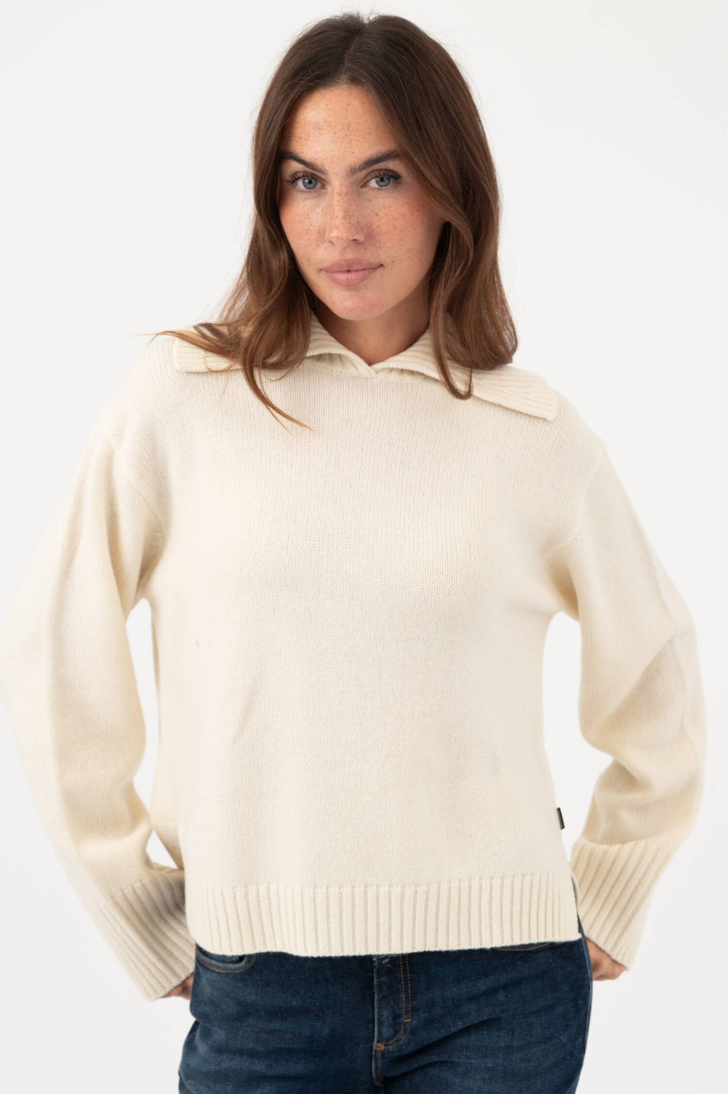 Woll-Polo-Pullover ADRIA in Beige Woll-Polo-Pullover ADRIA in Beige