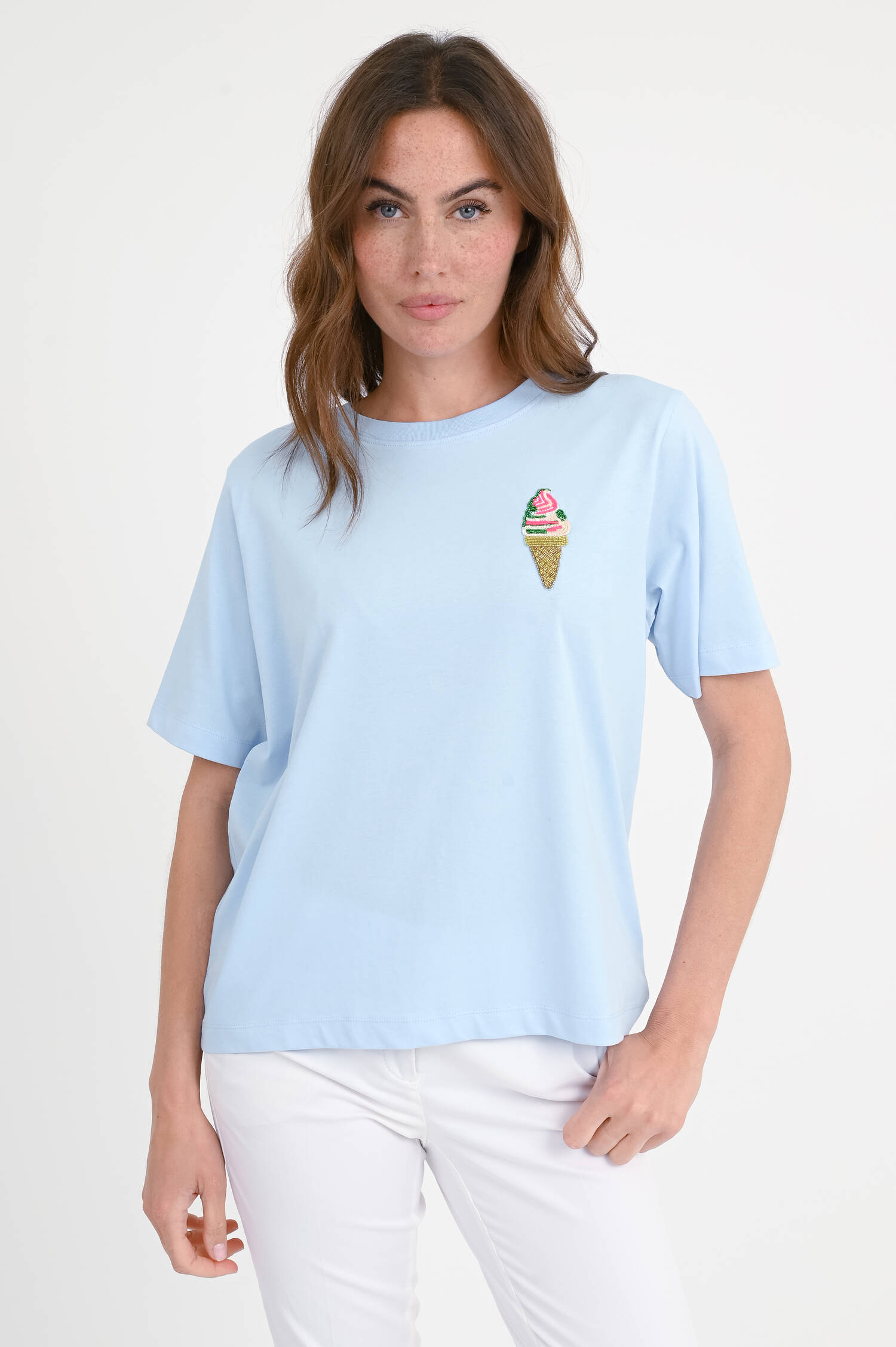 Boxy T-Shirt HICECREAM in Hellblau