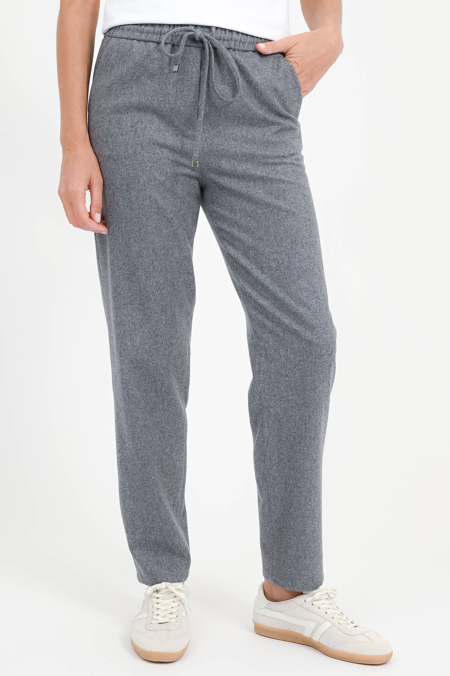Wollhose mit Glitzer-Optik in Silbergrau 