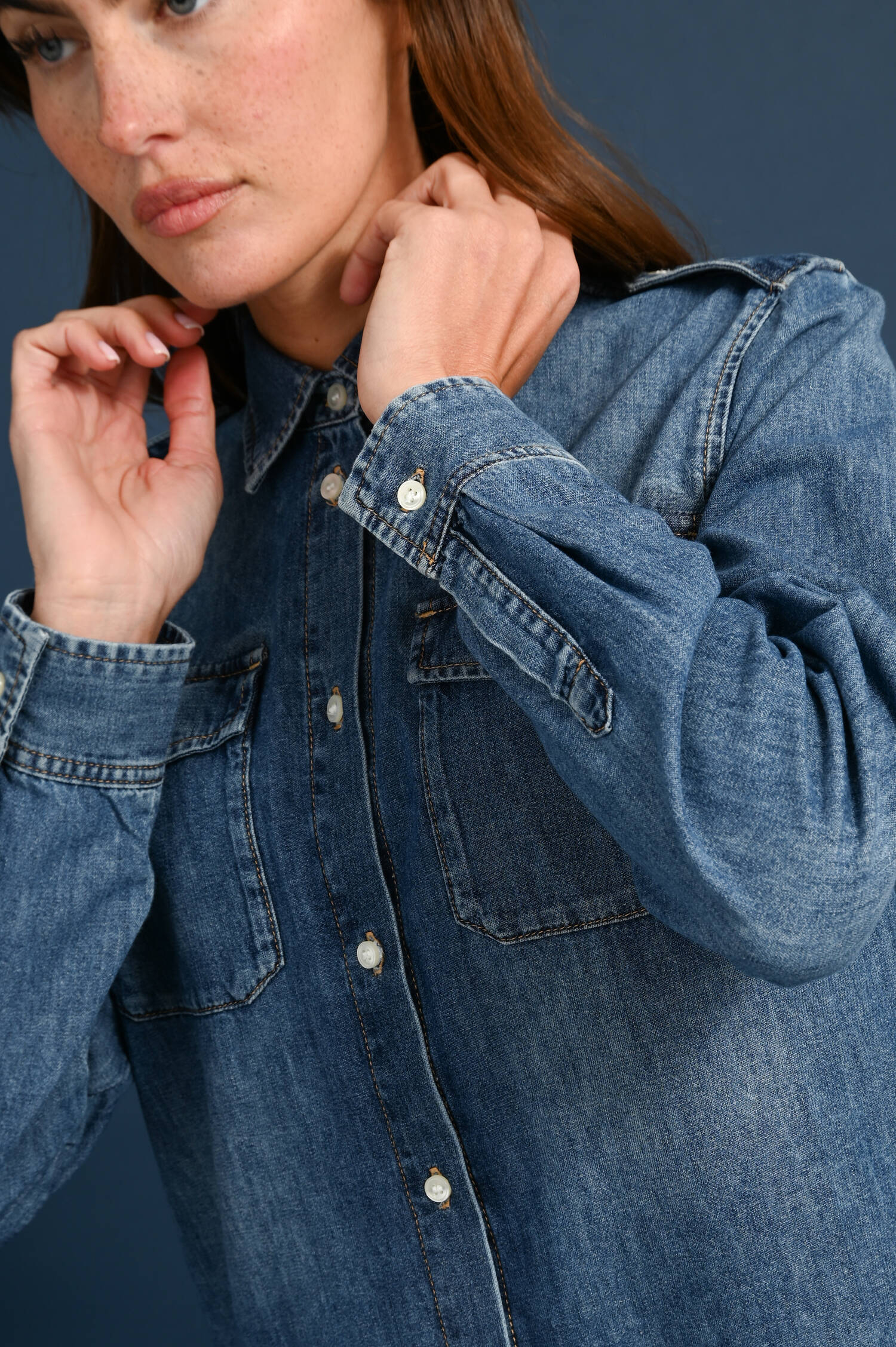 Denim Bluse KIEL in Blau