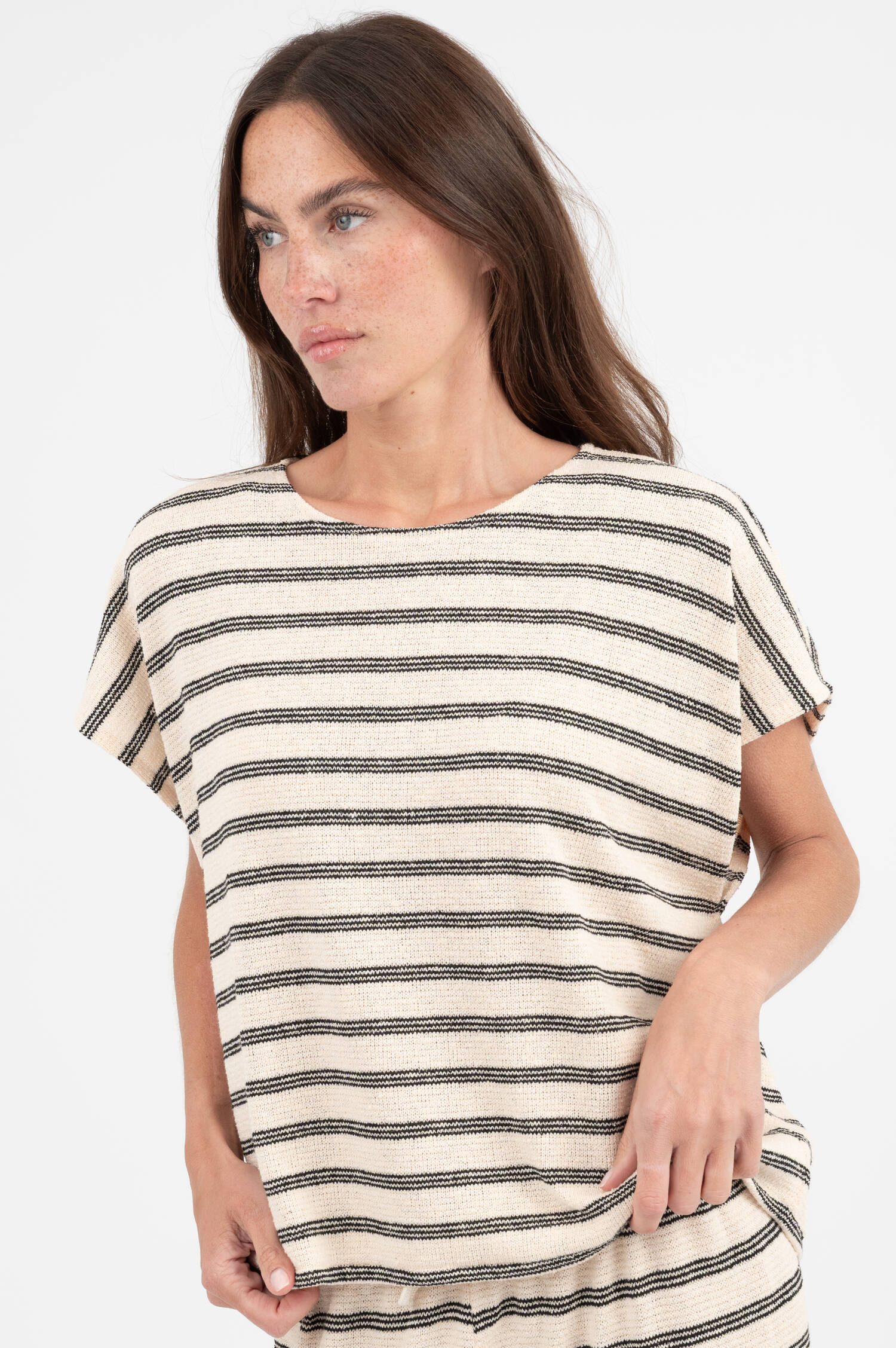 Srick Shirt in Ecru/Schwarz