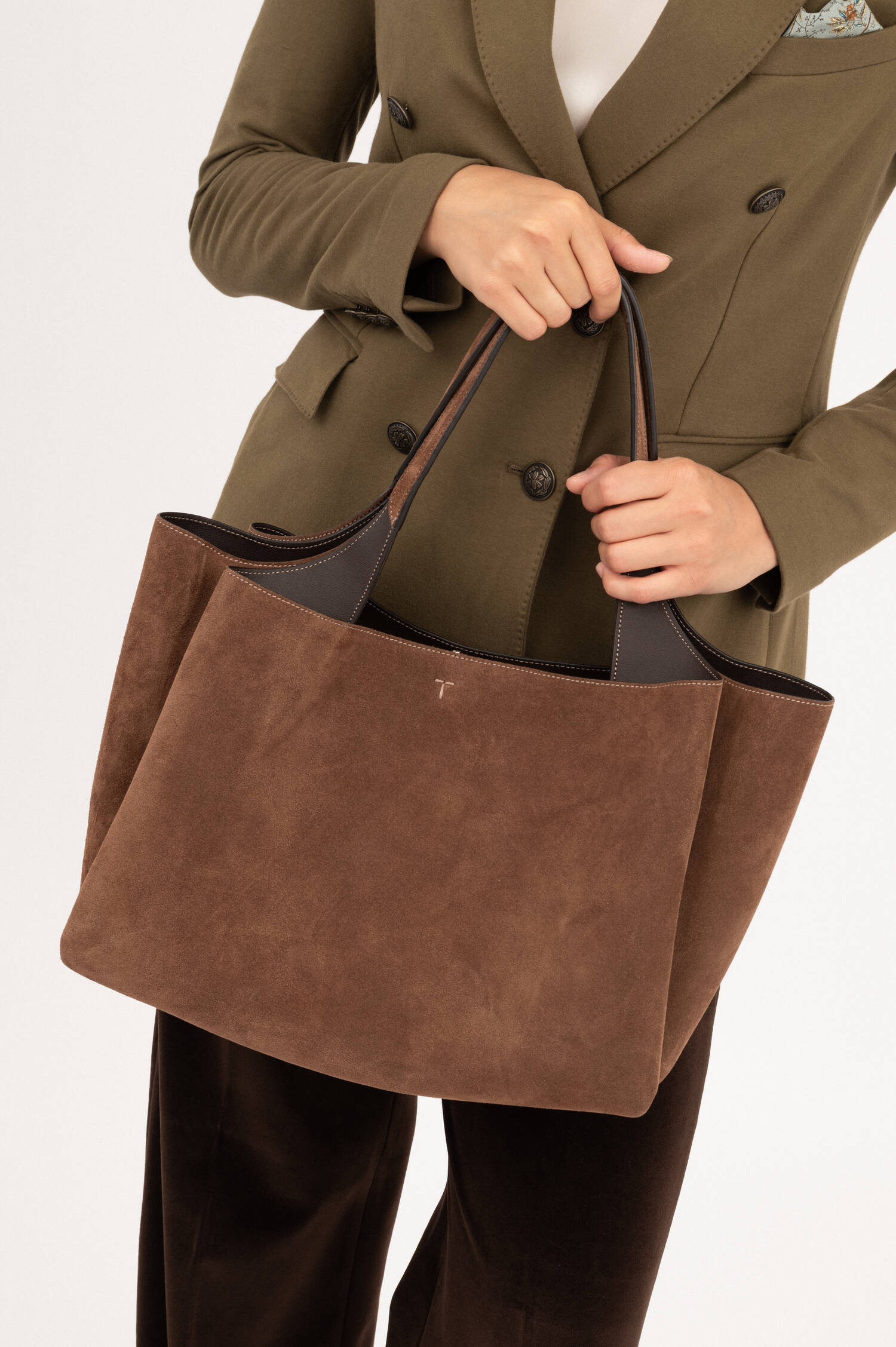 Suede Tote Bag in Braun