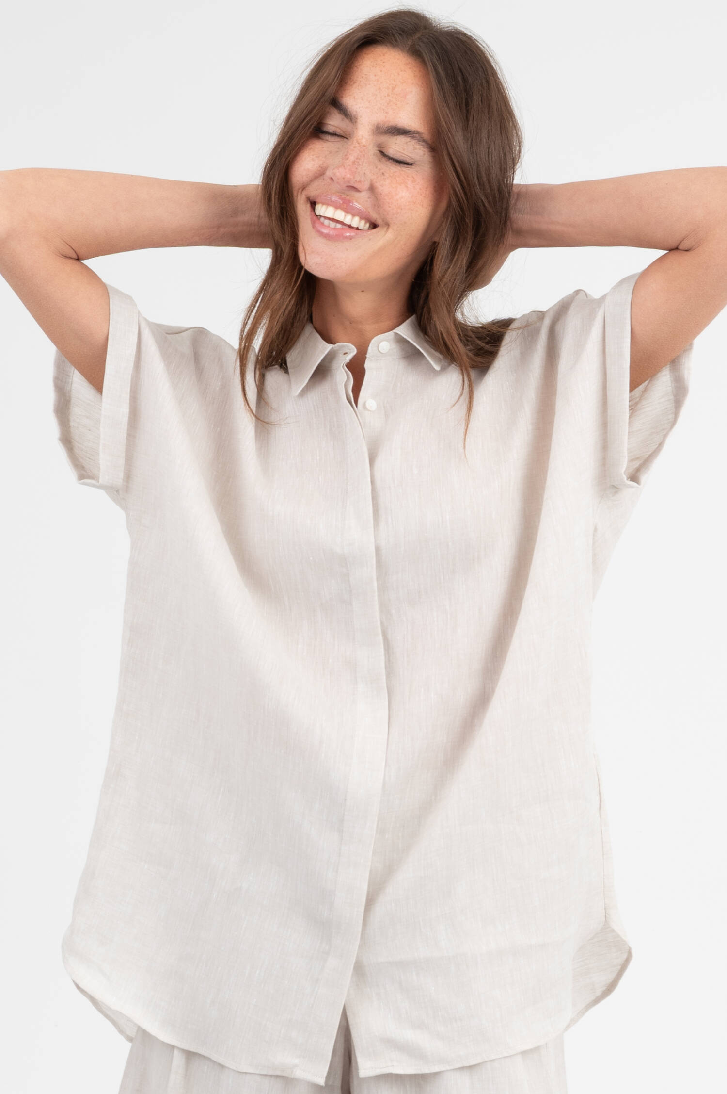 Leinenbluse in Beige