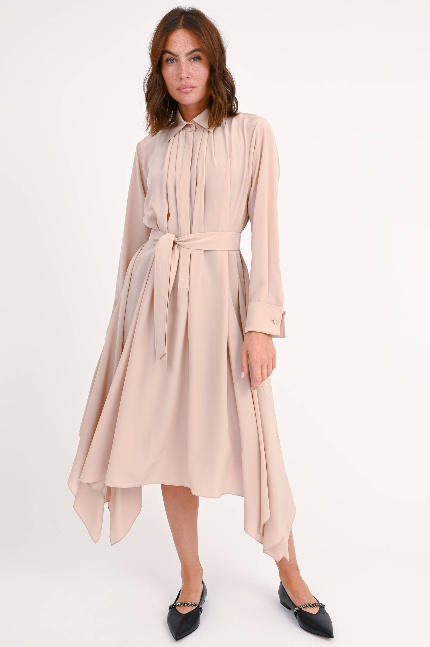 Asymmetrisches Seidenkleid CALCA in Blush
