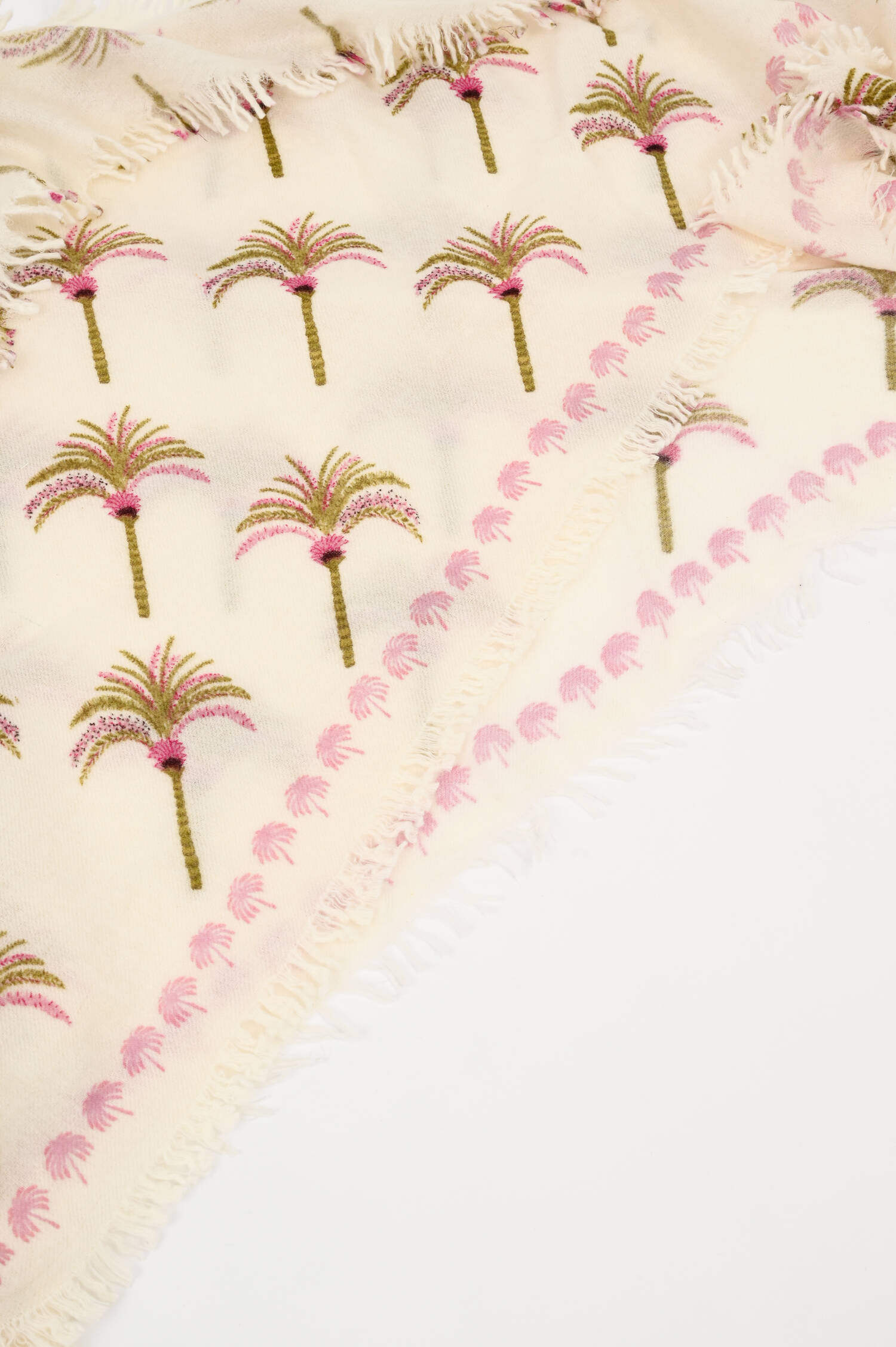 Dreieckstuch OPALME in Creme/Grün/Rosa