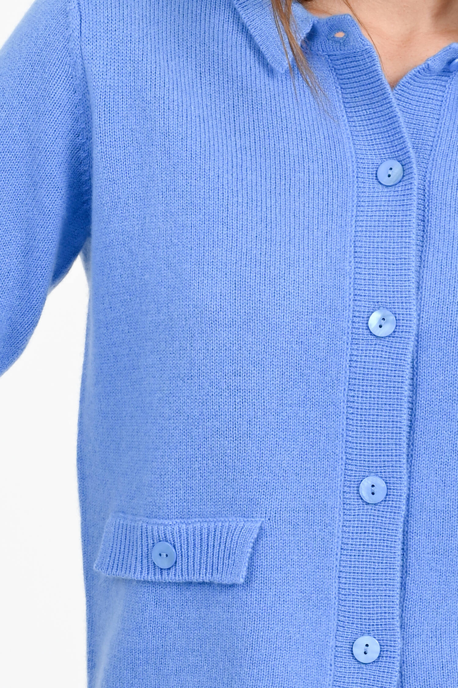 Kurzarm Cardigan aus Cashmere-Mix in Electric Blue