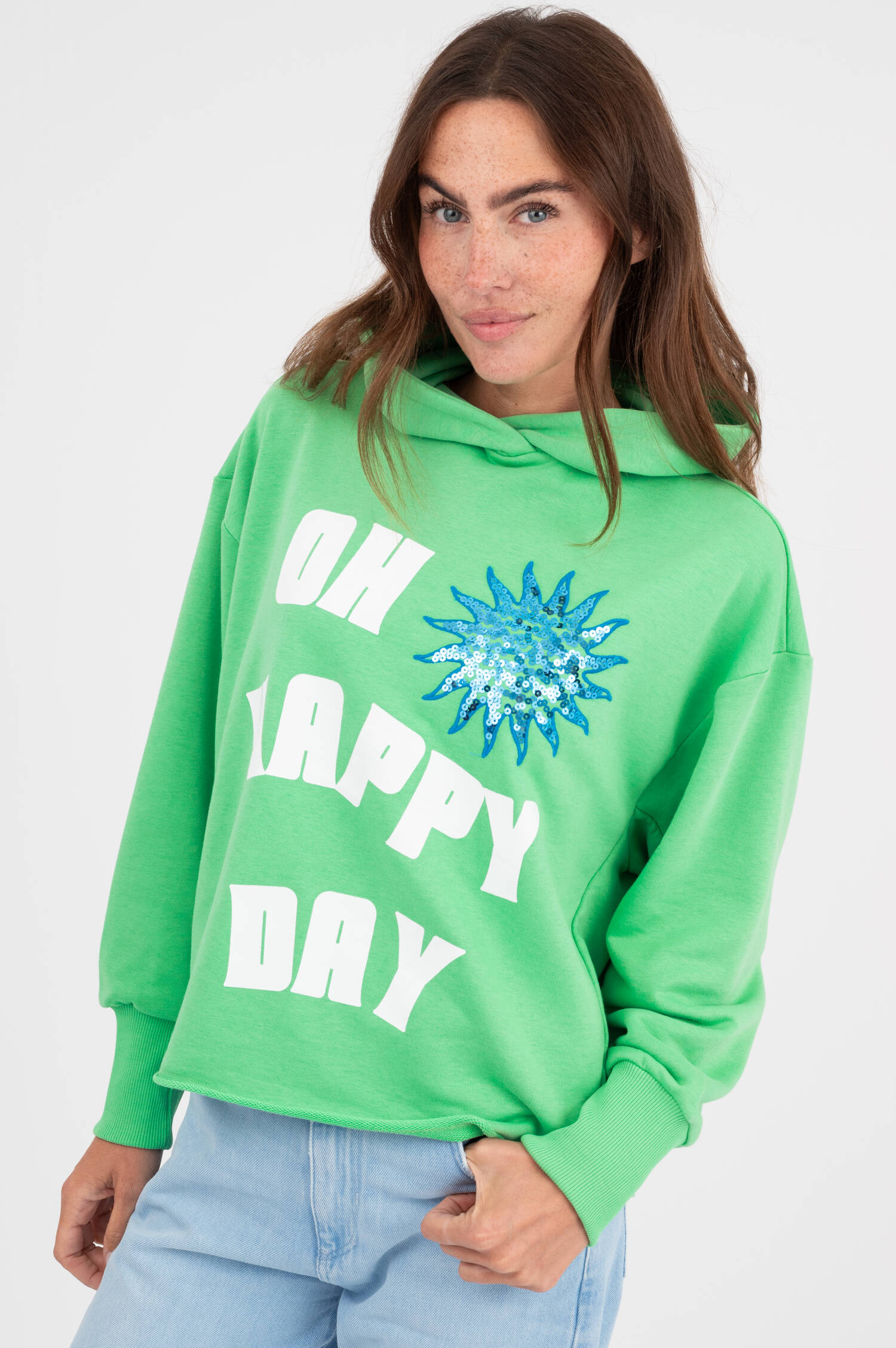 Hoodie OH HAPPY DAY in Grün