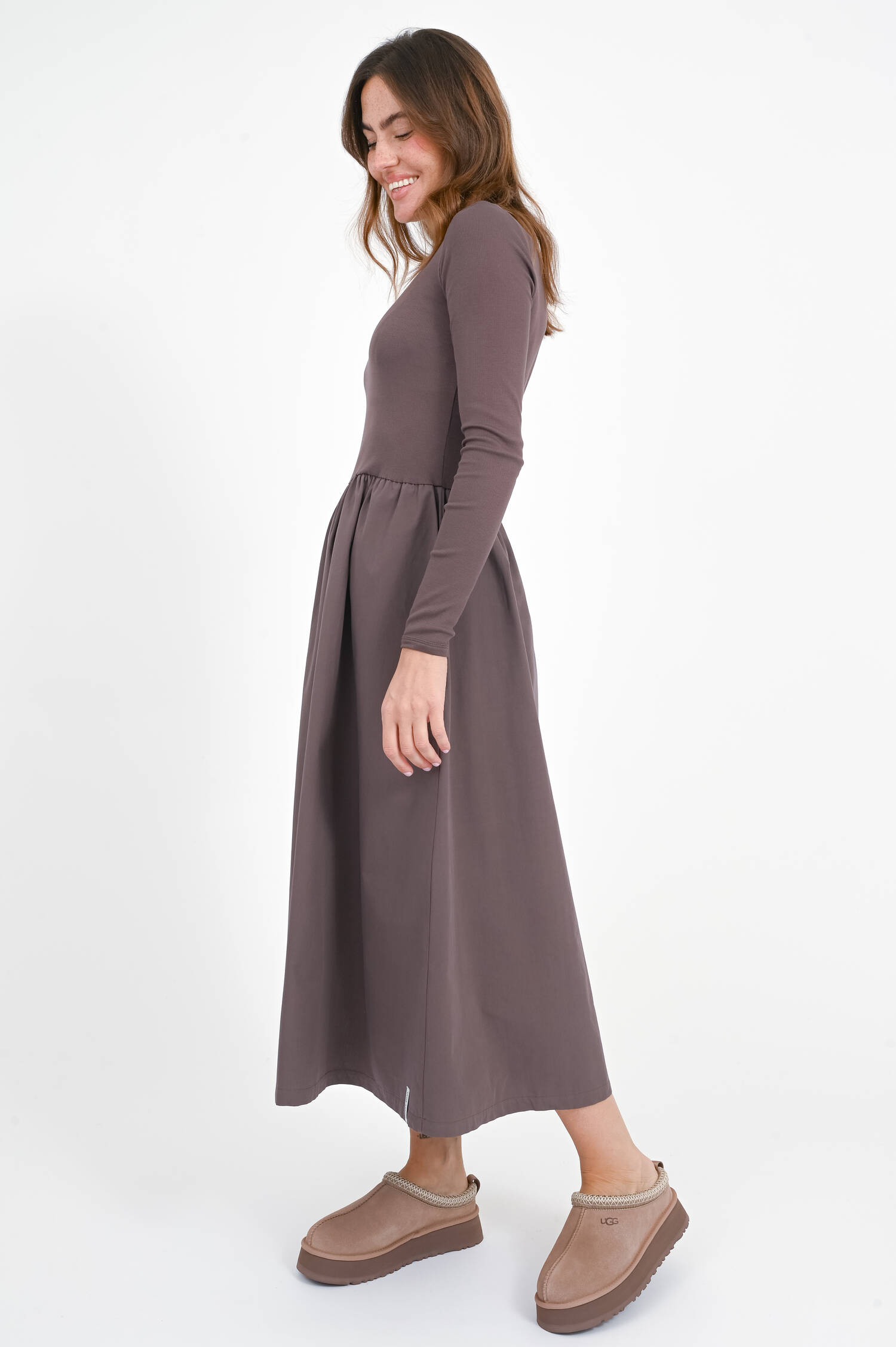 Langarm Kleid in Chocolate