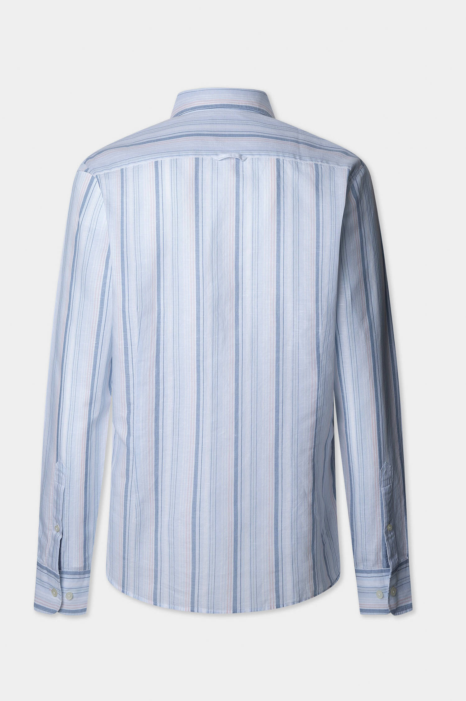 Gestreiftes Leinen-Baumwollhemd in Hellblau Gestreiftes Leinen-Baumwollhemd in Hellblau