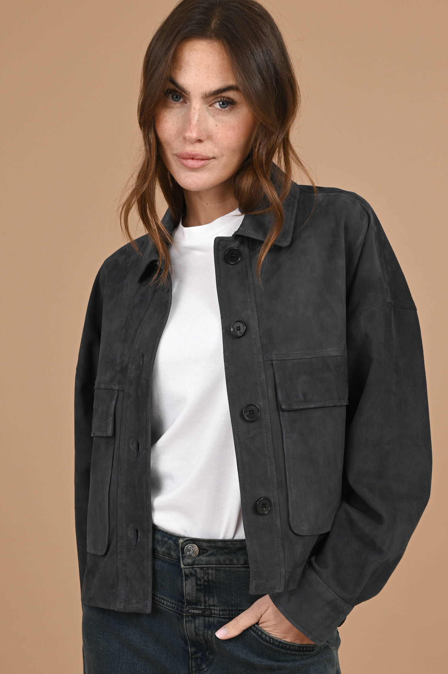 Suede Lederjacke MIRI in Royalblau