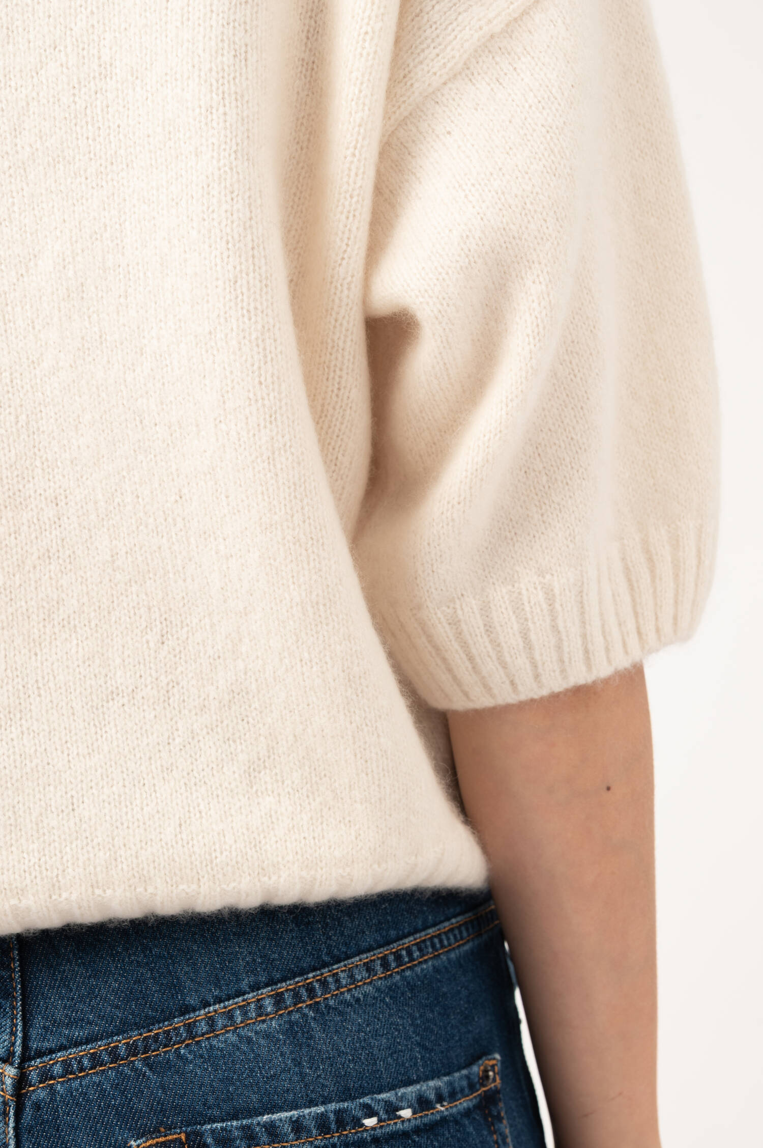Cashmere-Seiden Dreiviertelarm Pullover in Beige Cashmere-Seiden Dreiviertelarm Pullover in Beige