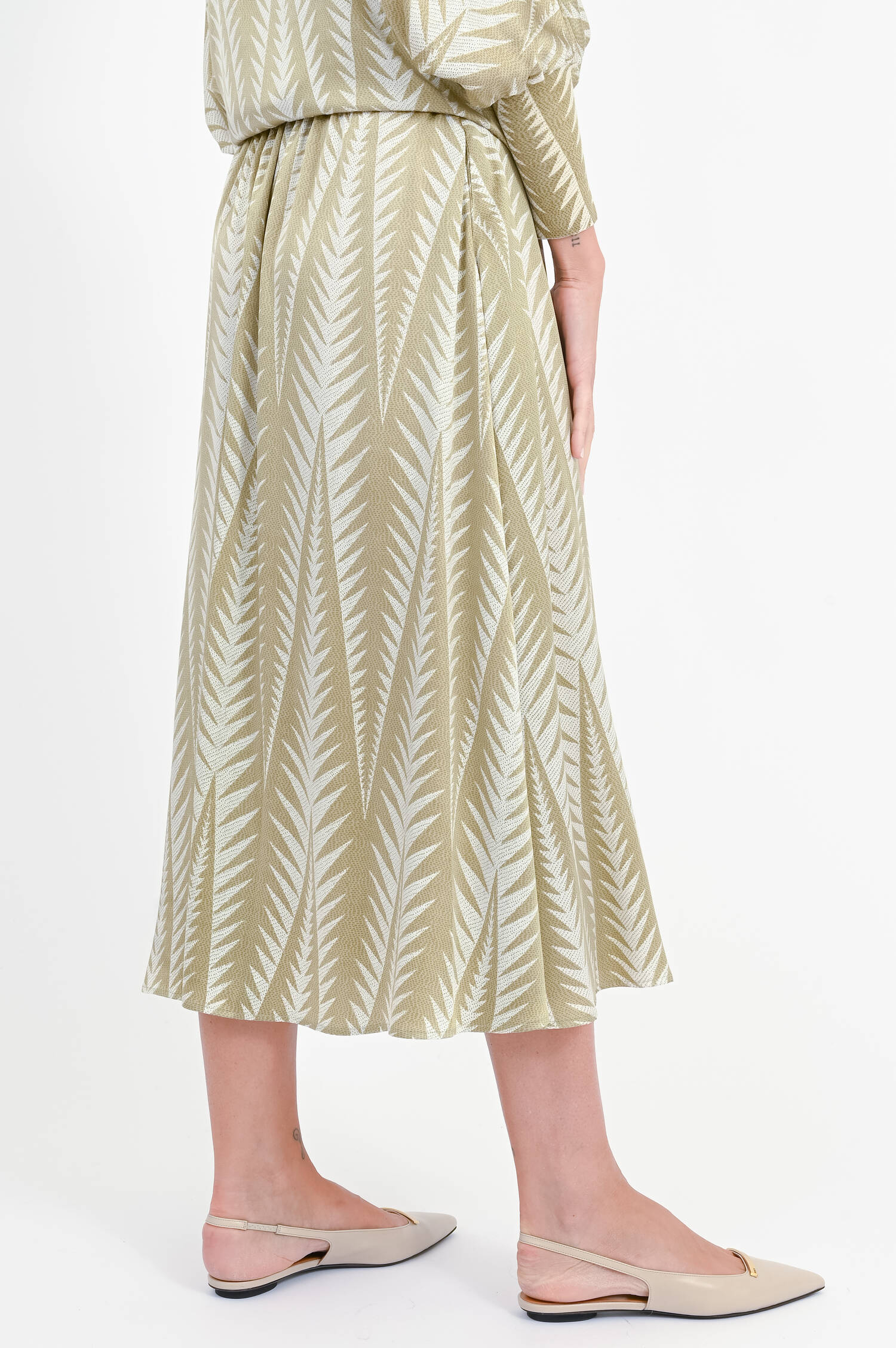 Seidenrock in Pistaziengrün/Weiß Seidenrock in Pistaziengrün/Weiß