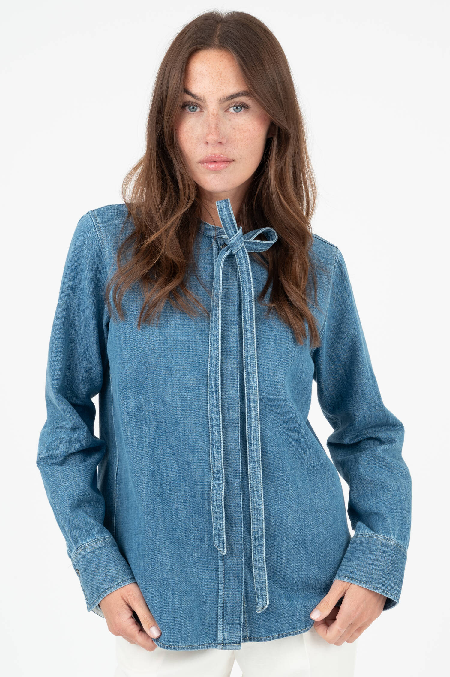 Denimbluse in Mittelblau