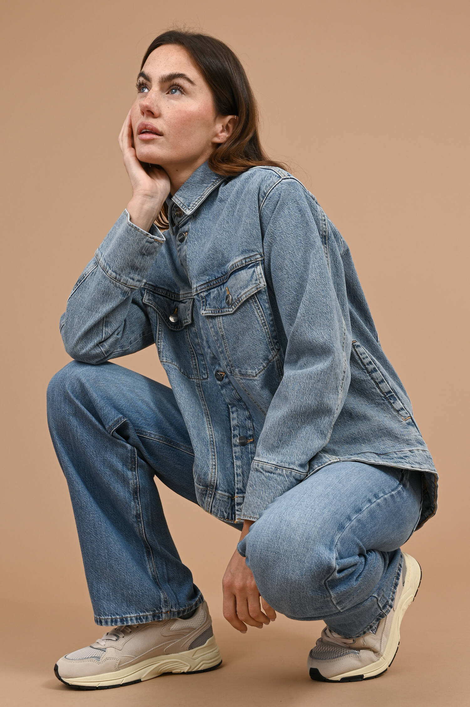 Denim Jacke THE SUIT UP in Sky Faded Blau