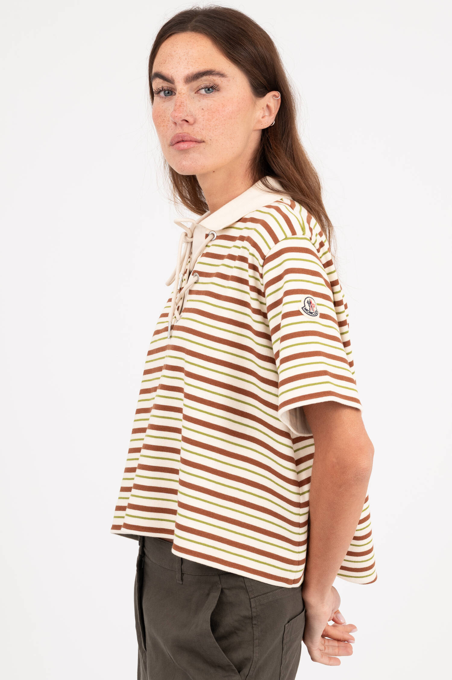 Poloshirt in Creme/Braun gestreift Poloshirt in Creme/Braun gestreift