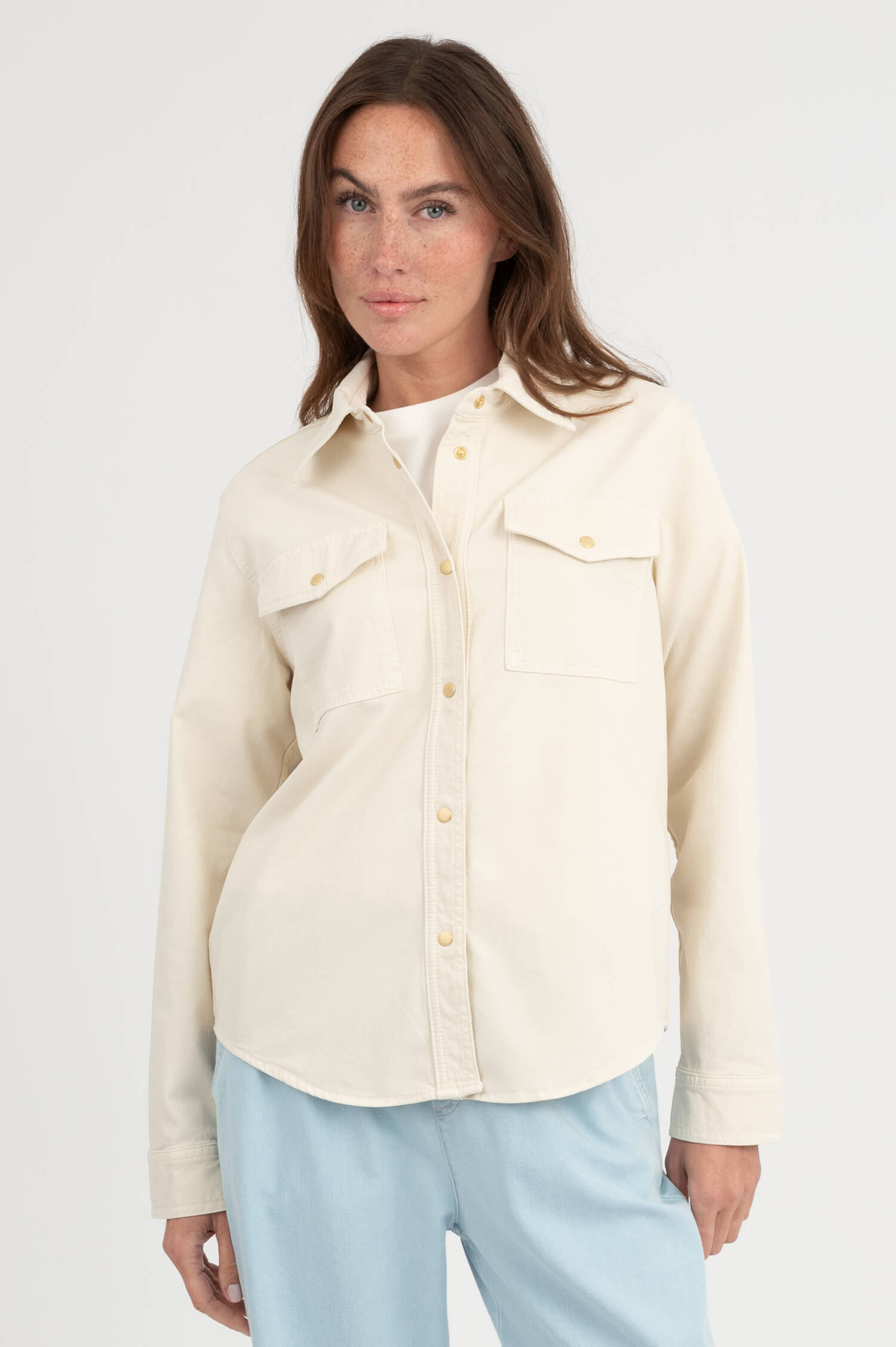 Denim Bluse in Off-White Denim Bluse in Off-White