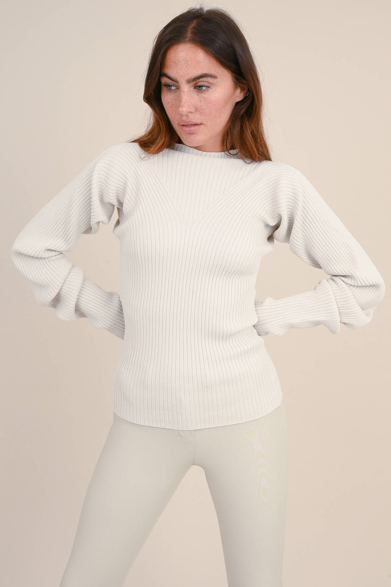 Viskose Strickpullover MARINA in Natur Viskose Strickpullover MARINA in Natur