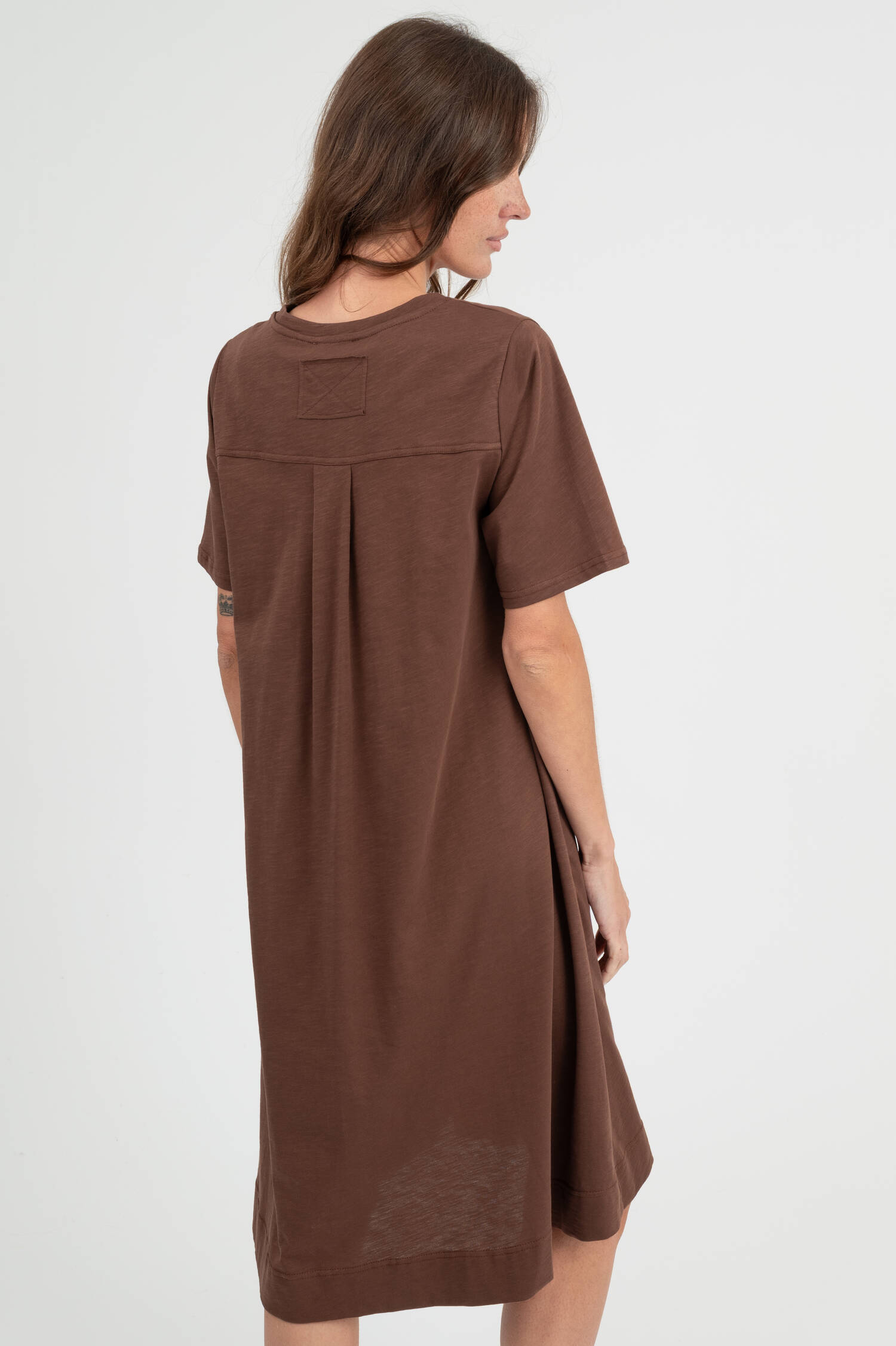 Kleid aus Baumwolle in Braun meliert