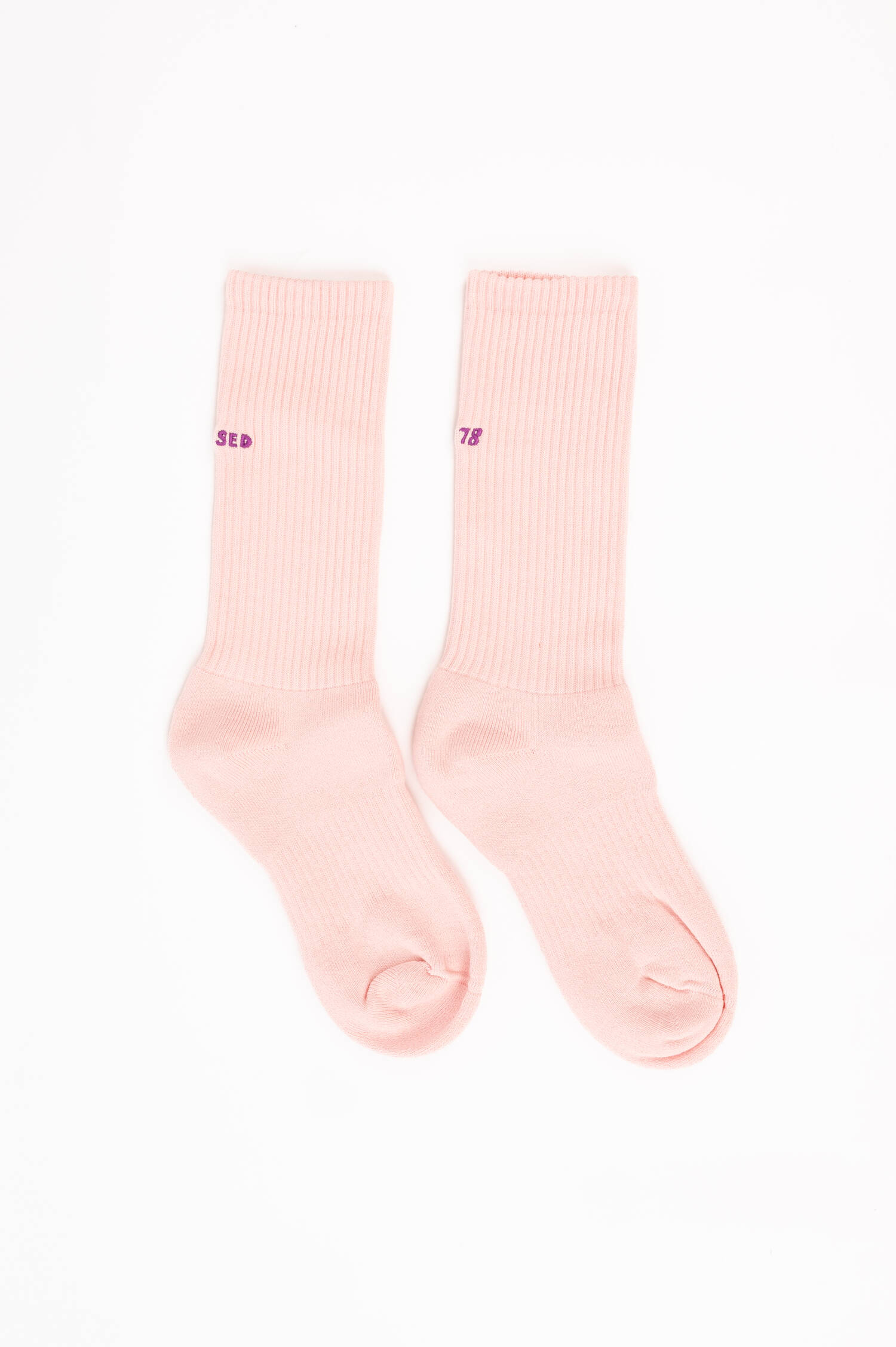 Rippsocken mit Stick in Rosa