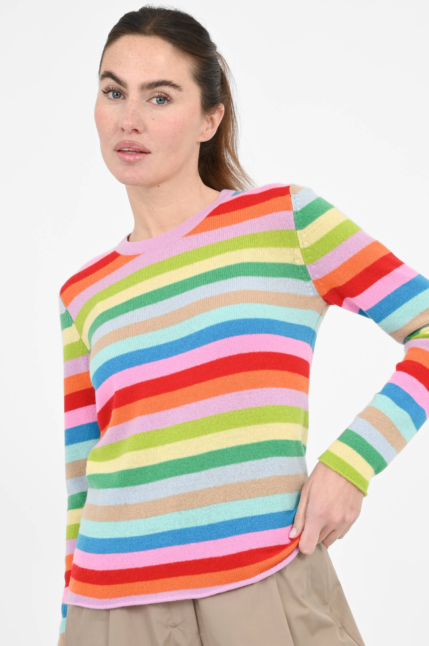 Pullover aus Cashmere in Multicolor gestreift