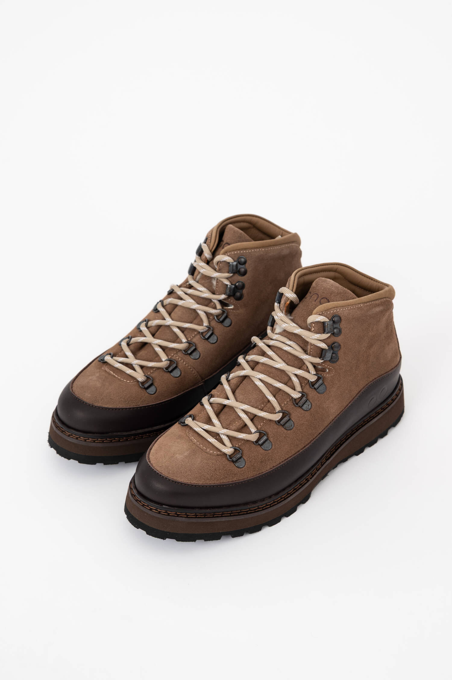Veloursleder-Schnürstiefel CORE CAP in Taupe/Braun