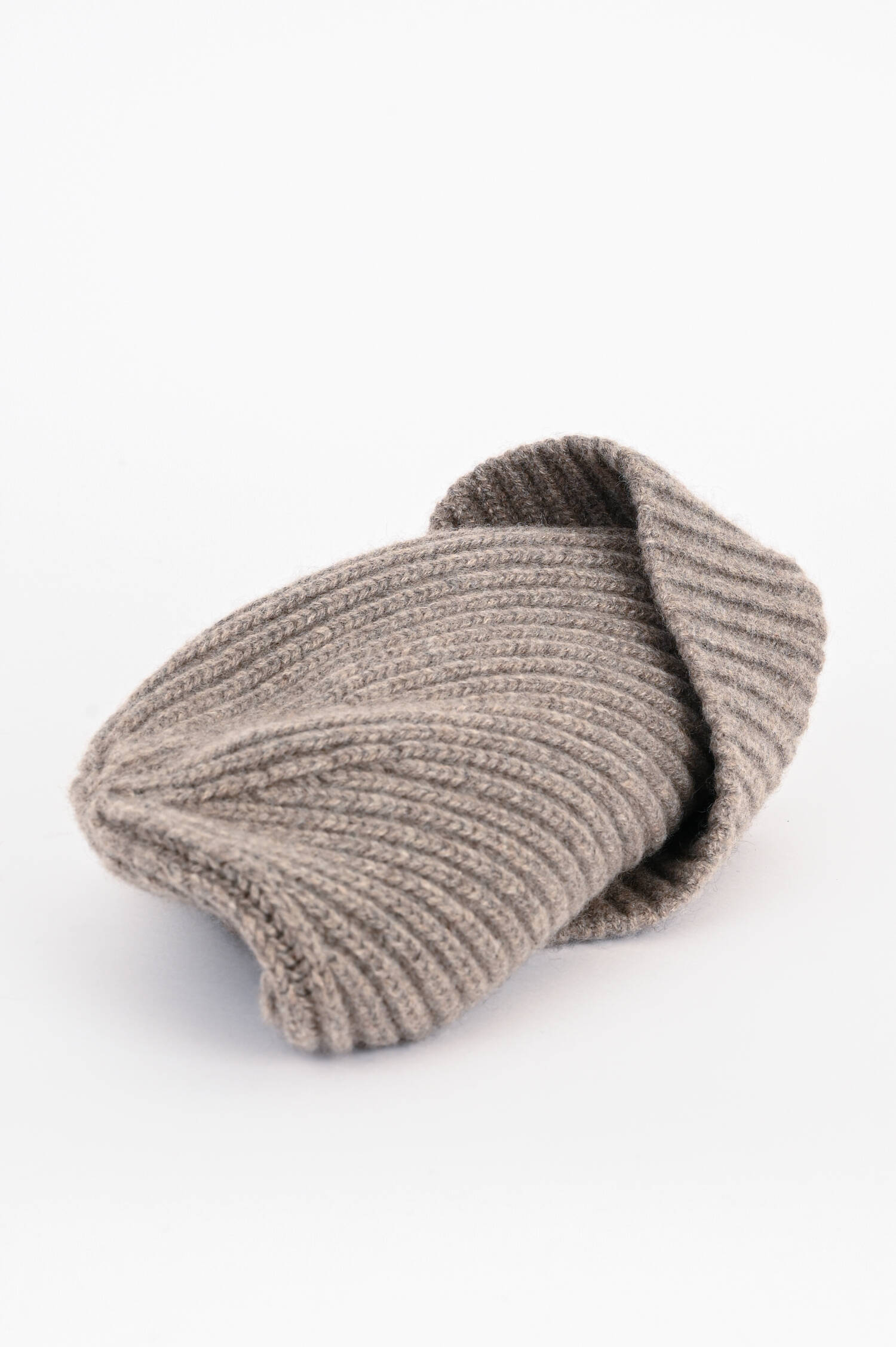 Rippstrick Mütze aus Cashmere in Taupe