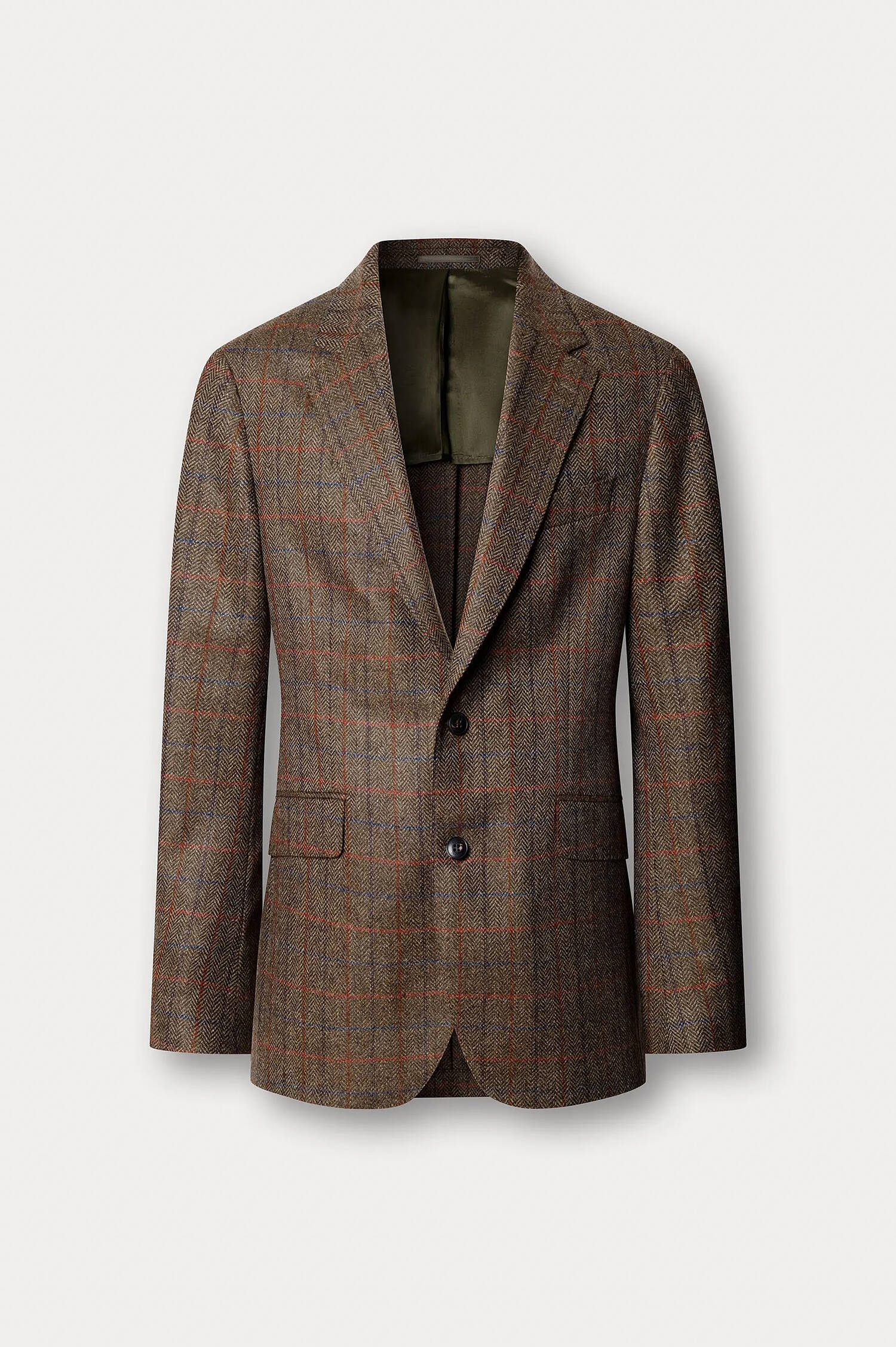 Wolle-Cashmere-Sakko in Oliv