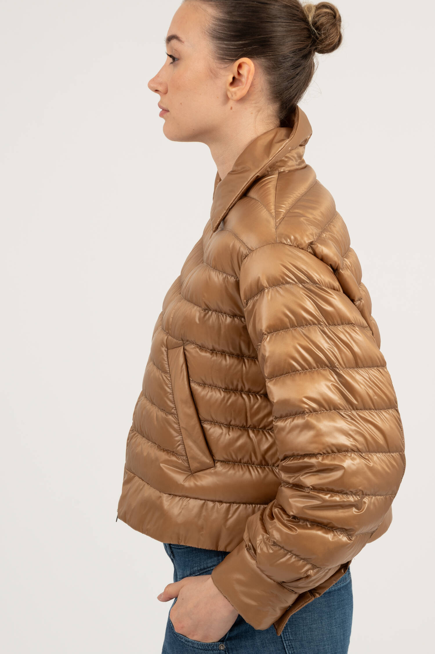 Boxy Steppjacke in Taupe