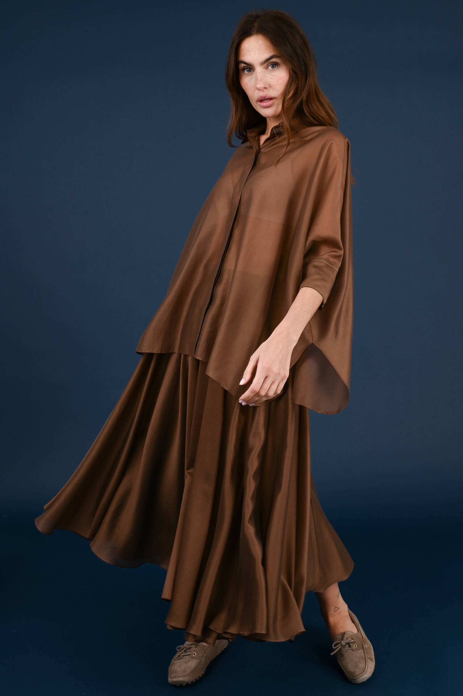 Weite Bluse in Choko