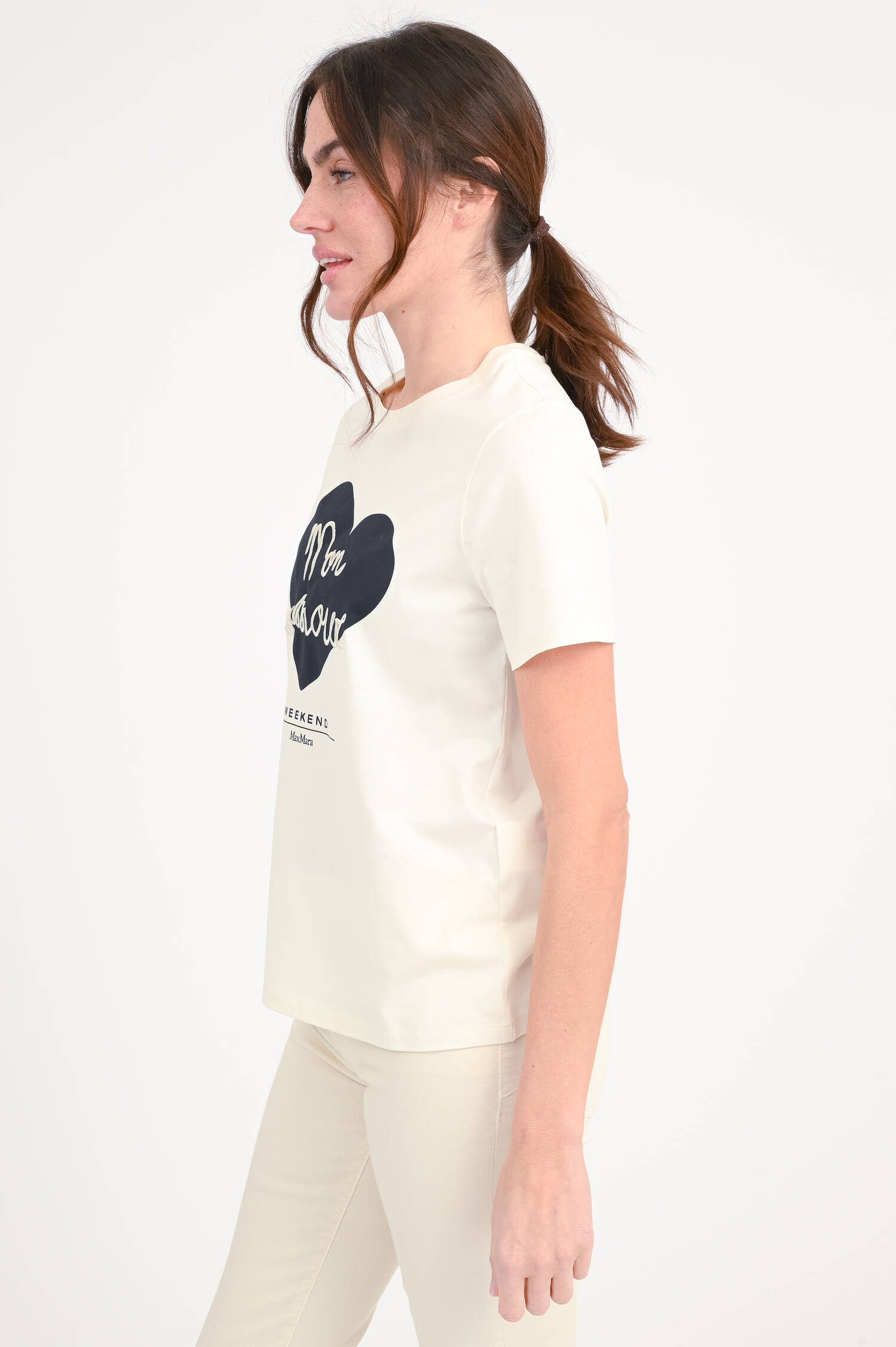 Shirt mit MON AMOUR Stickerei in Elfenbein