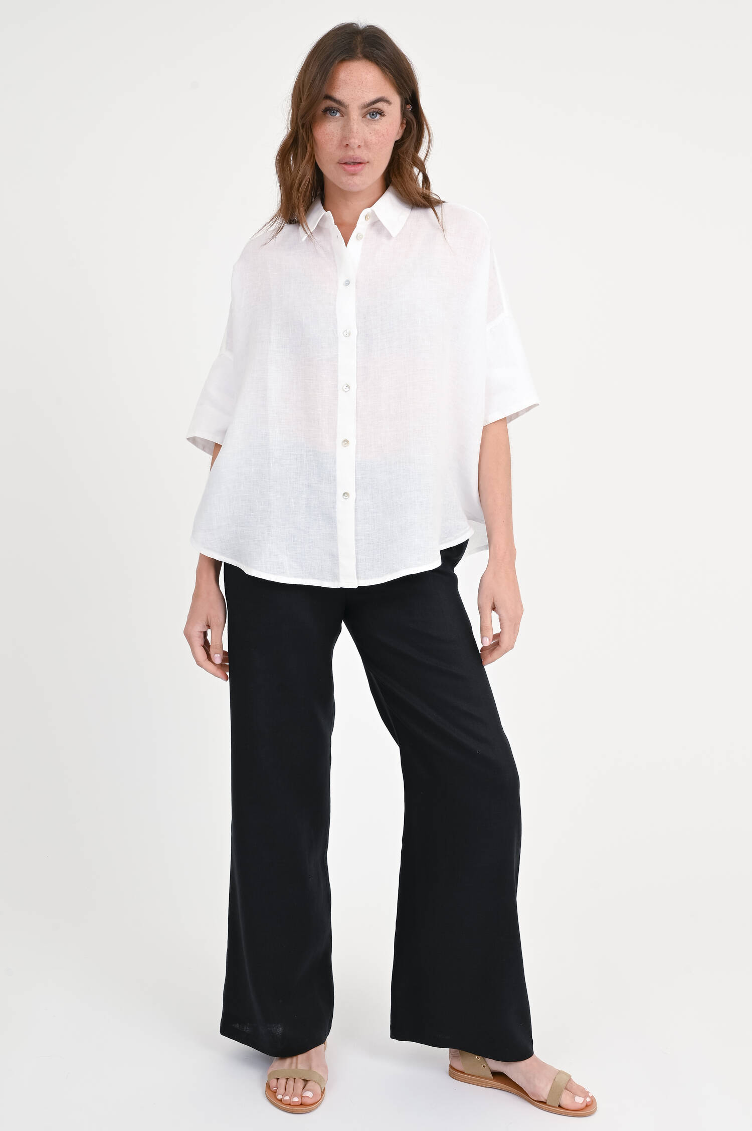 Oversize Bluse aus Leinen in Weiß