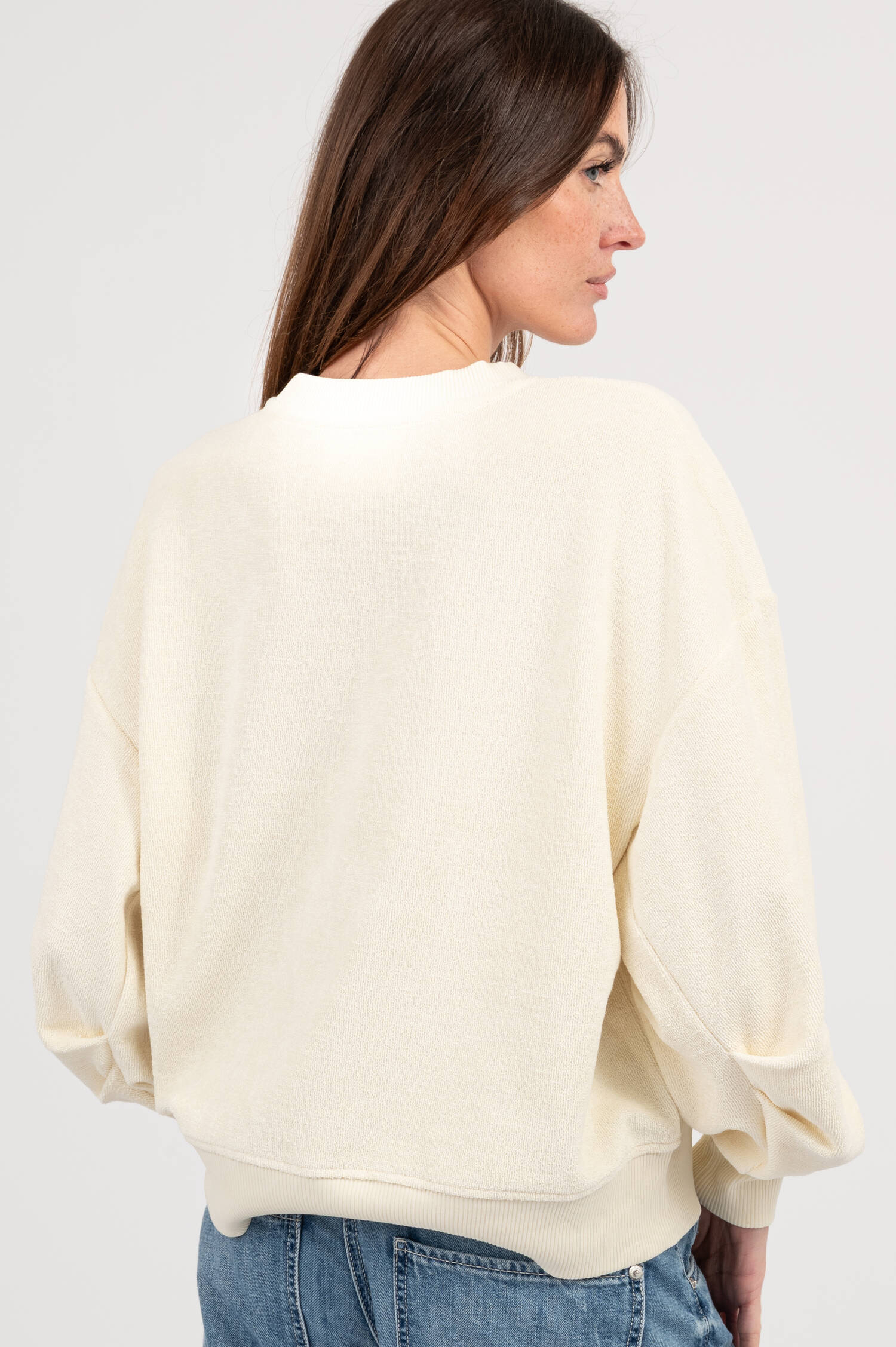 Sweater aus Baumwoll-Frottee in Creme
