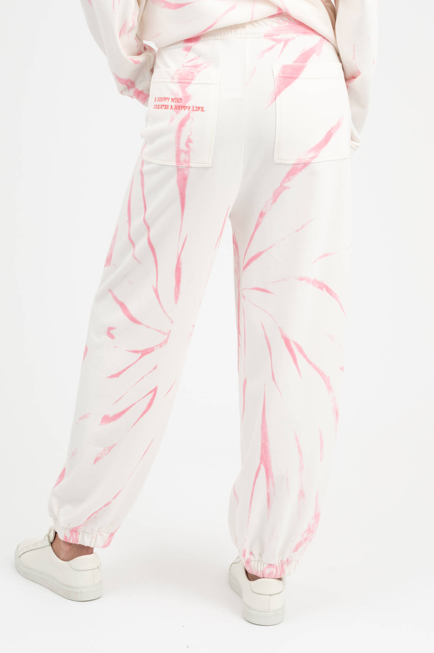 Jogginghose mit Batik-Muster in Weiß/Pink