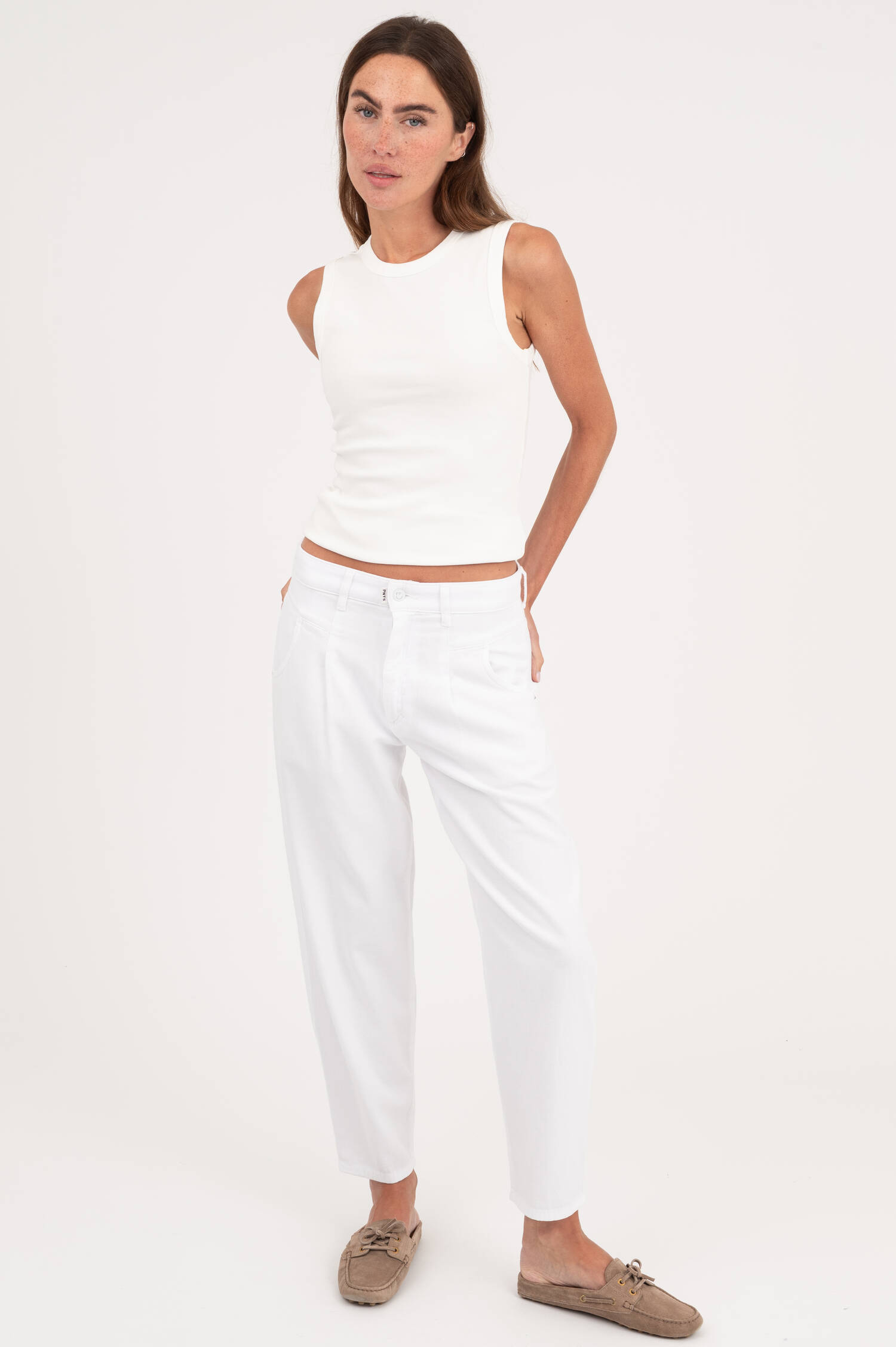Cropped Leg Jeans THE O-SHAPE in Weiß