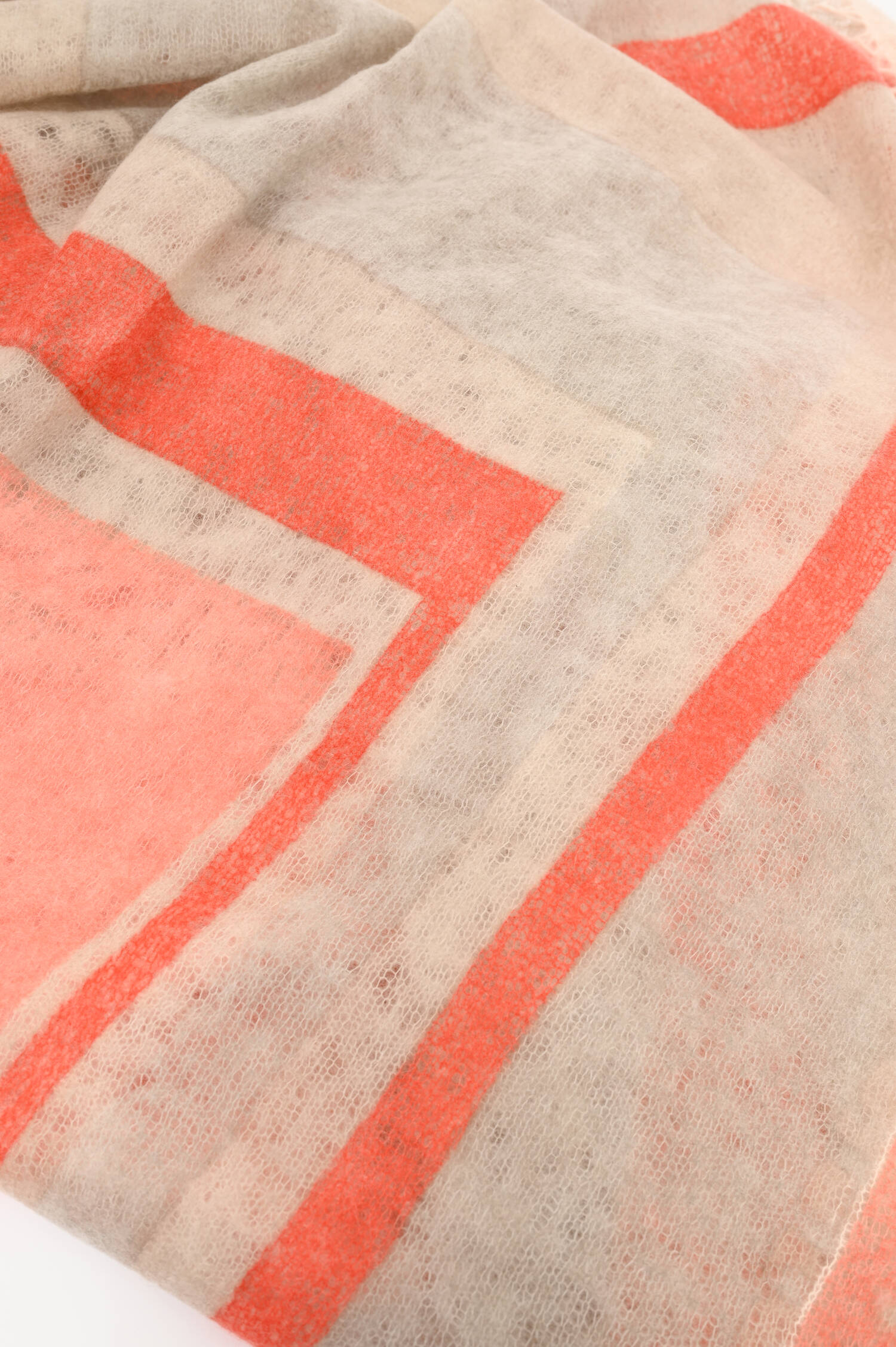 Cashmere Schal in Peach/Koralle gemustert 
