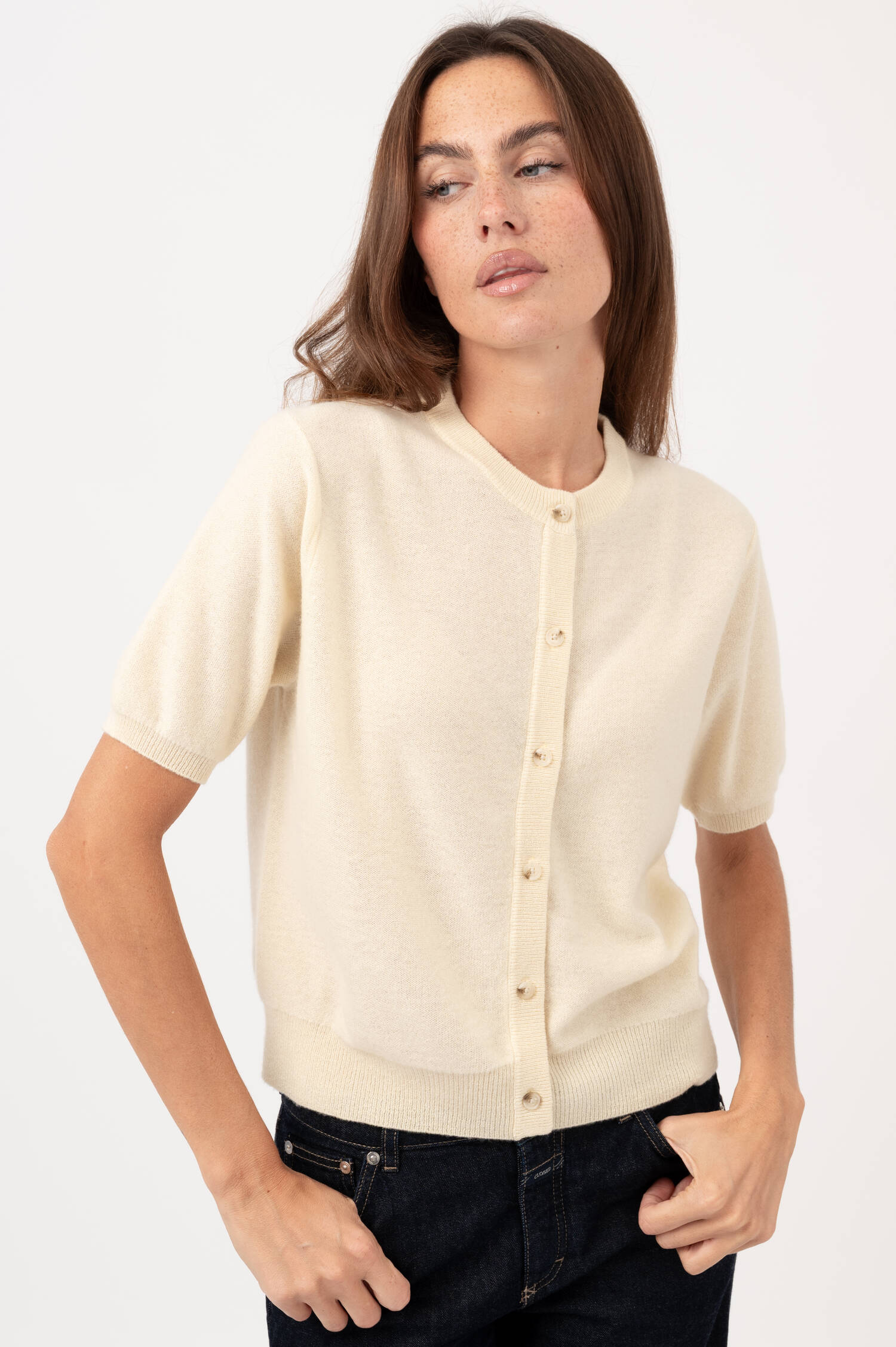 Cashmere-Cardigan in Hellgelb