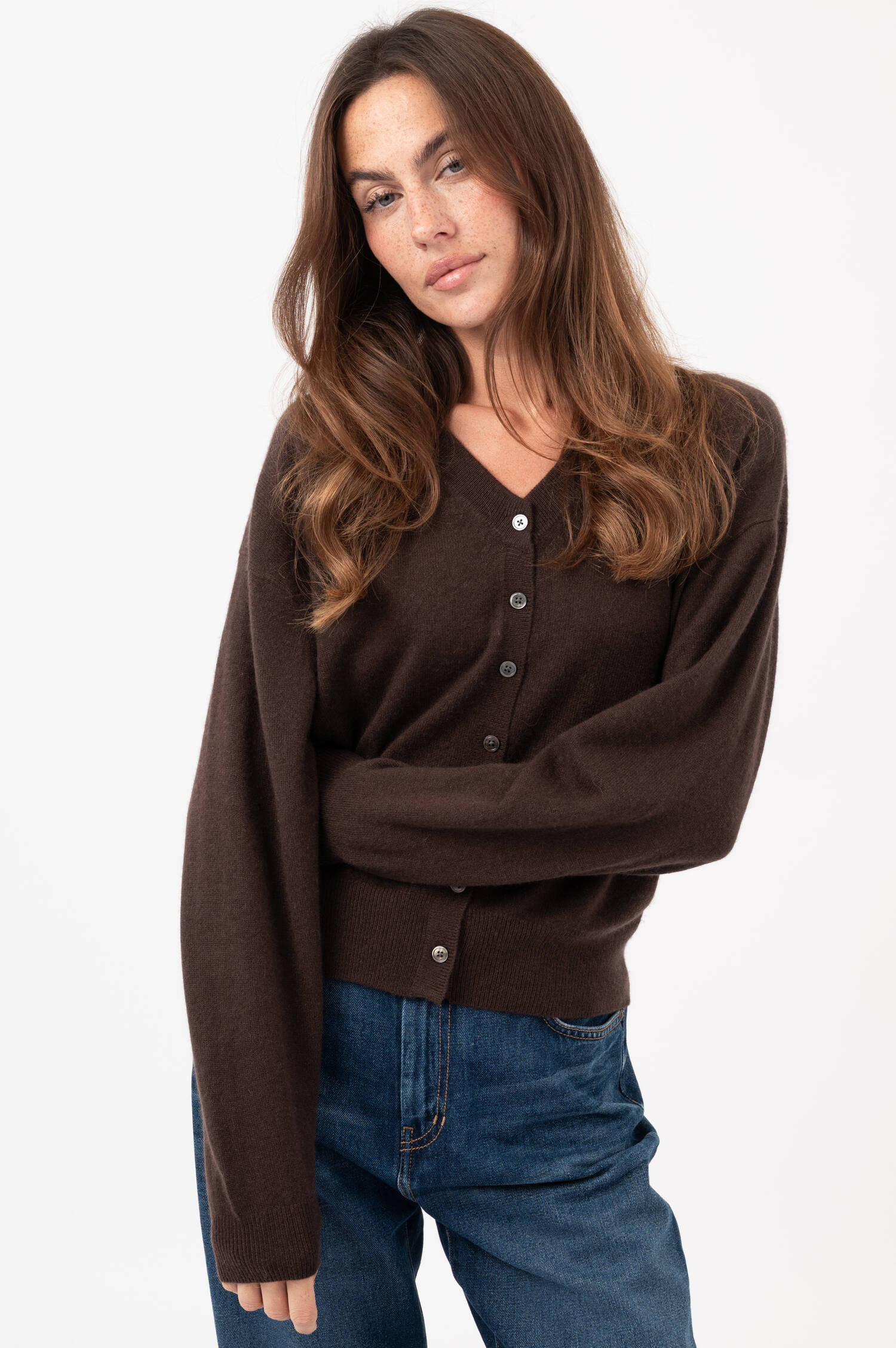 Cashmere-Cardigan in Braun