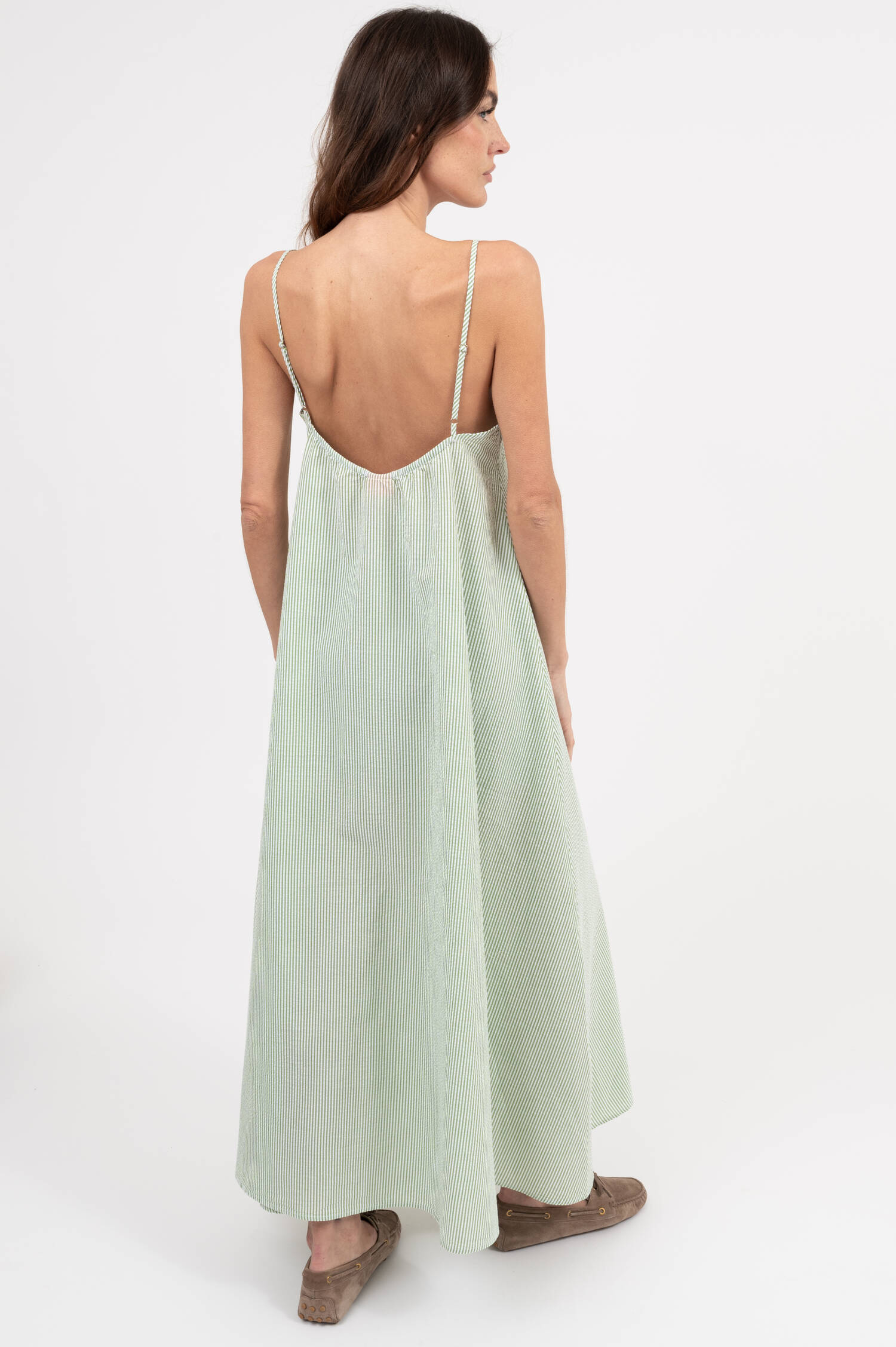 Sommerkleid in Grün/Weiß gestreift