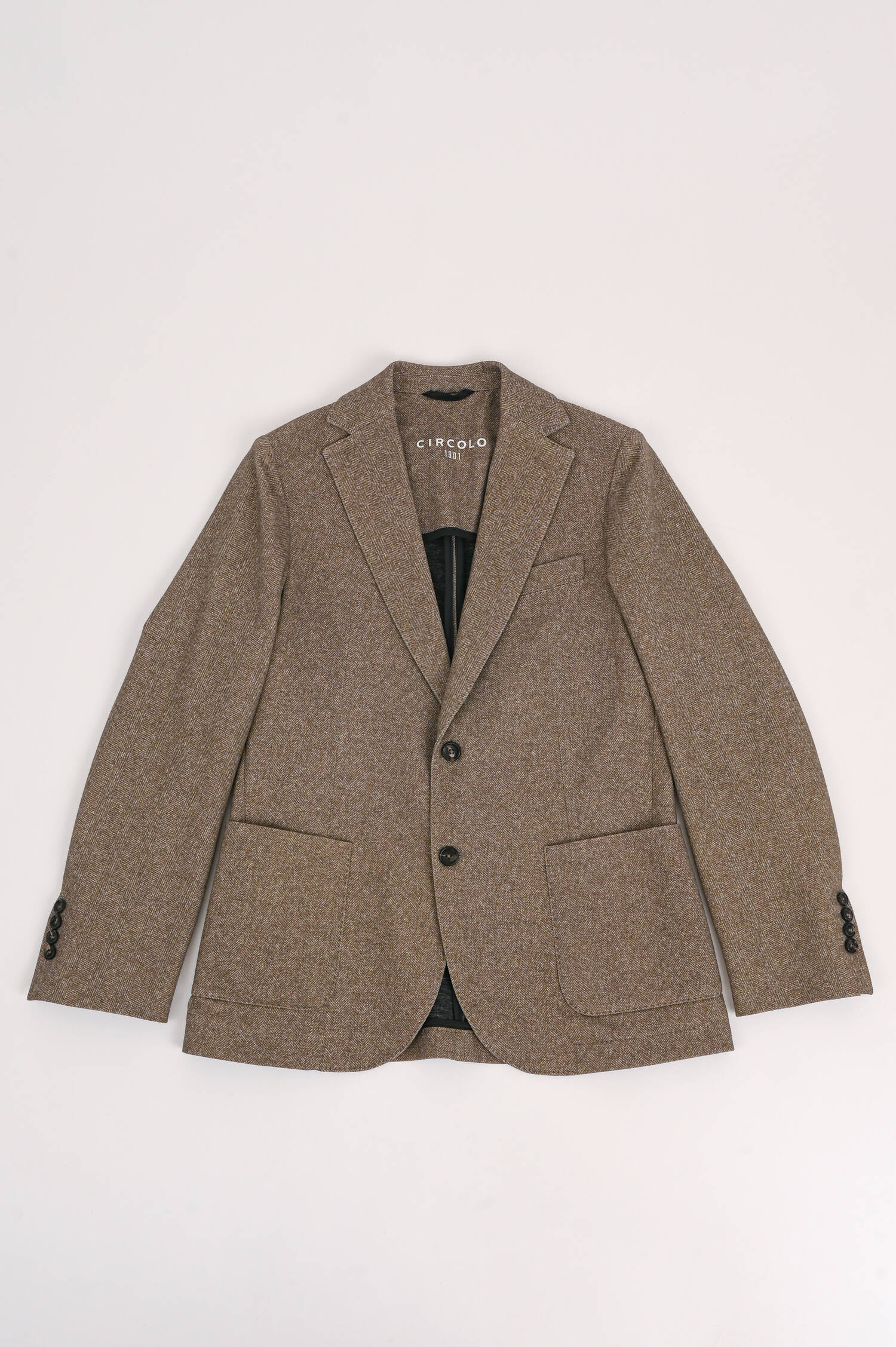 Baumwollsakko mit Fischgrätenmuster in Braun