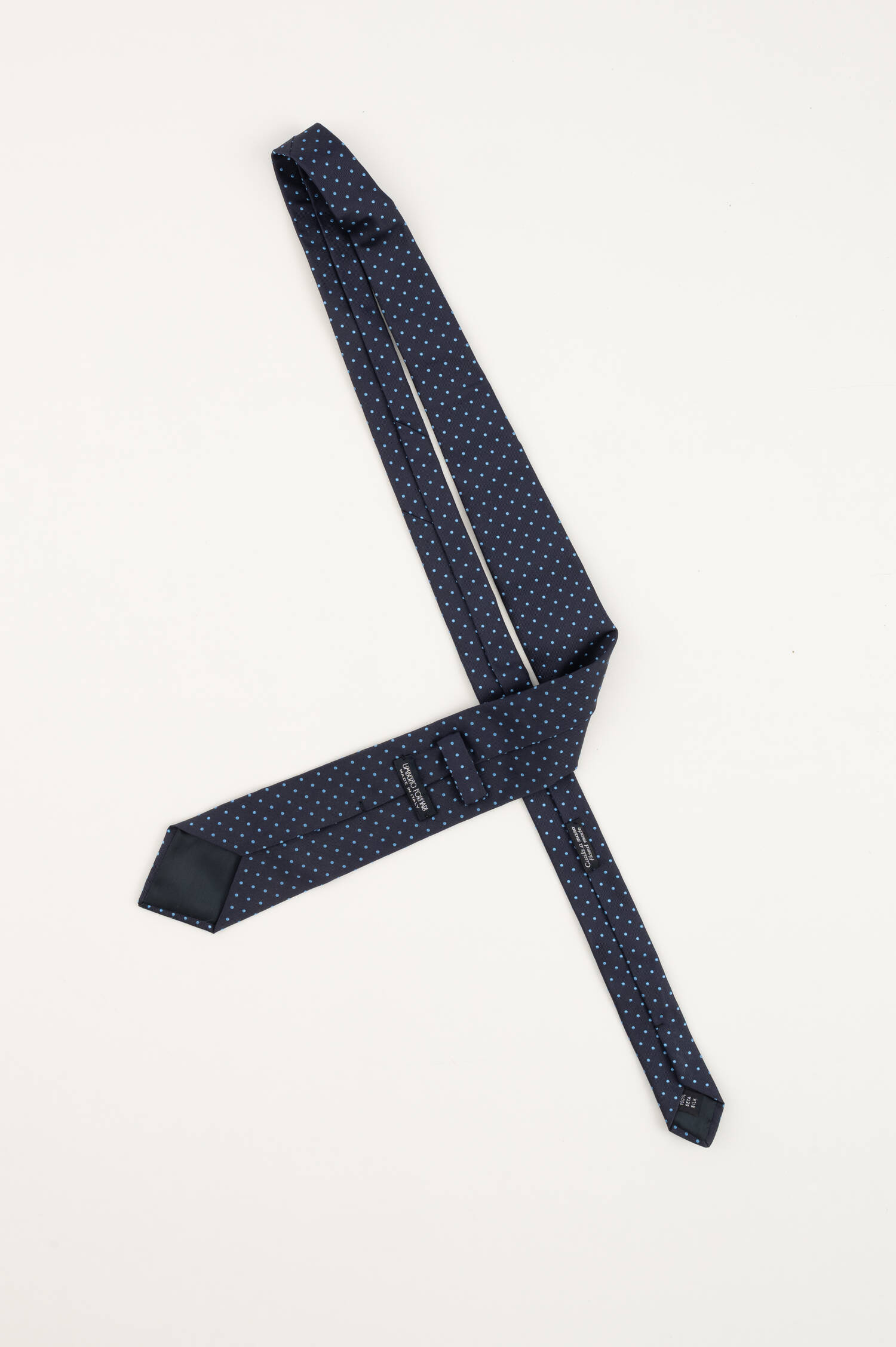 Gemusterte Krawatte aus Seide in Navy/Hellblau Gemusterte Krawatte aus Seide in Navy/Hellblau