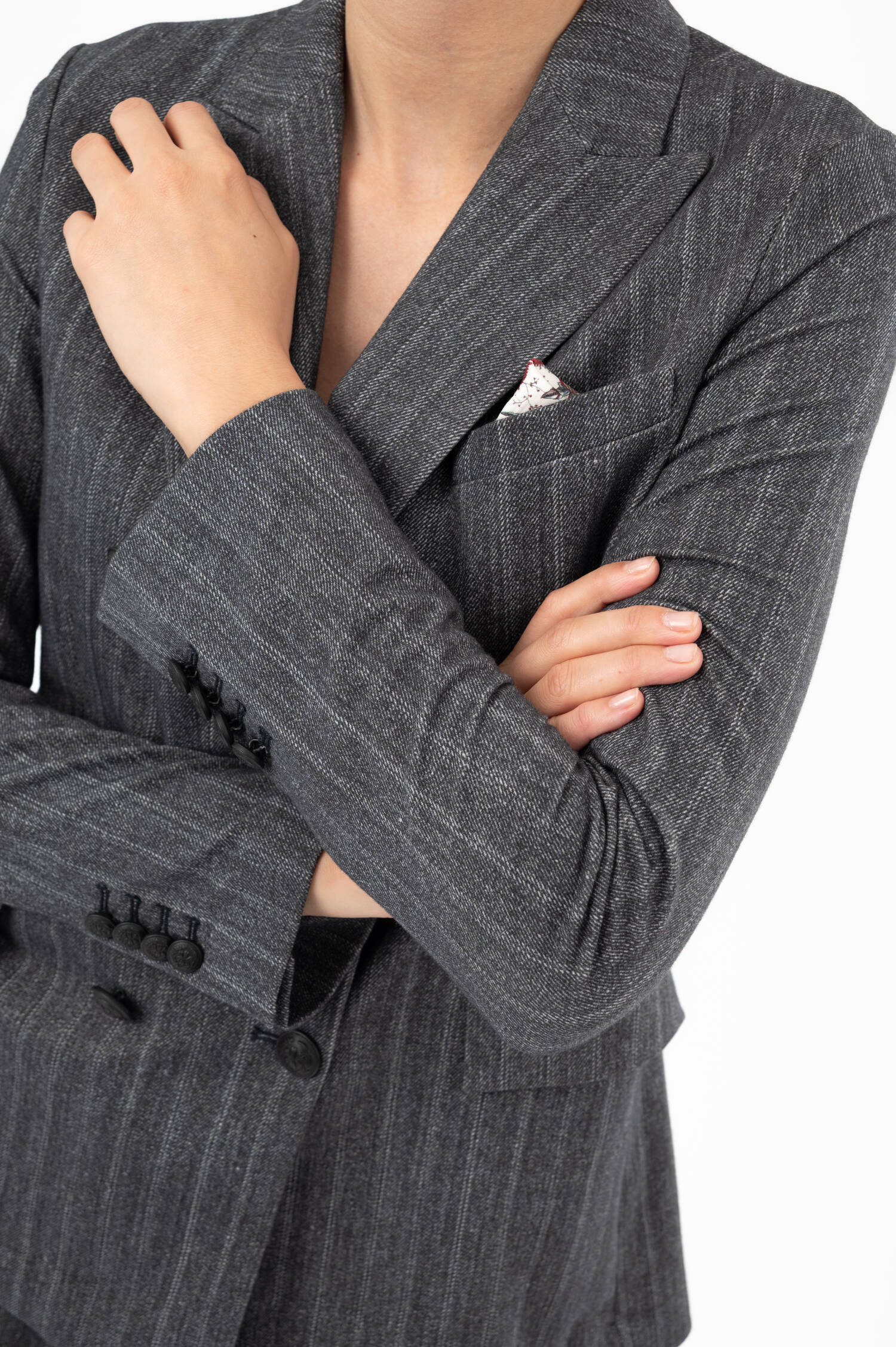 Gestreifter Blazer in Grau meliert Gestreifter Blazer in Grau meliert