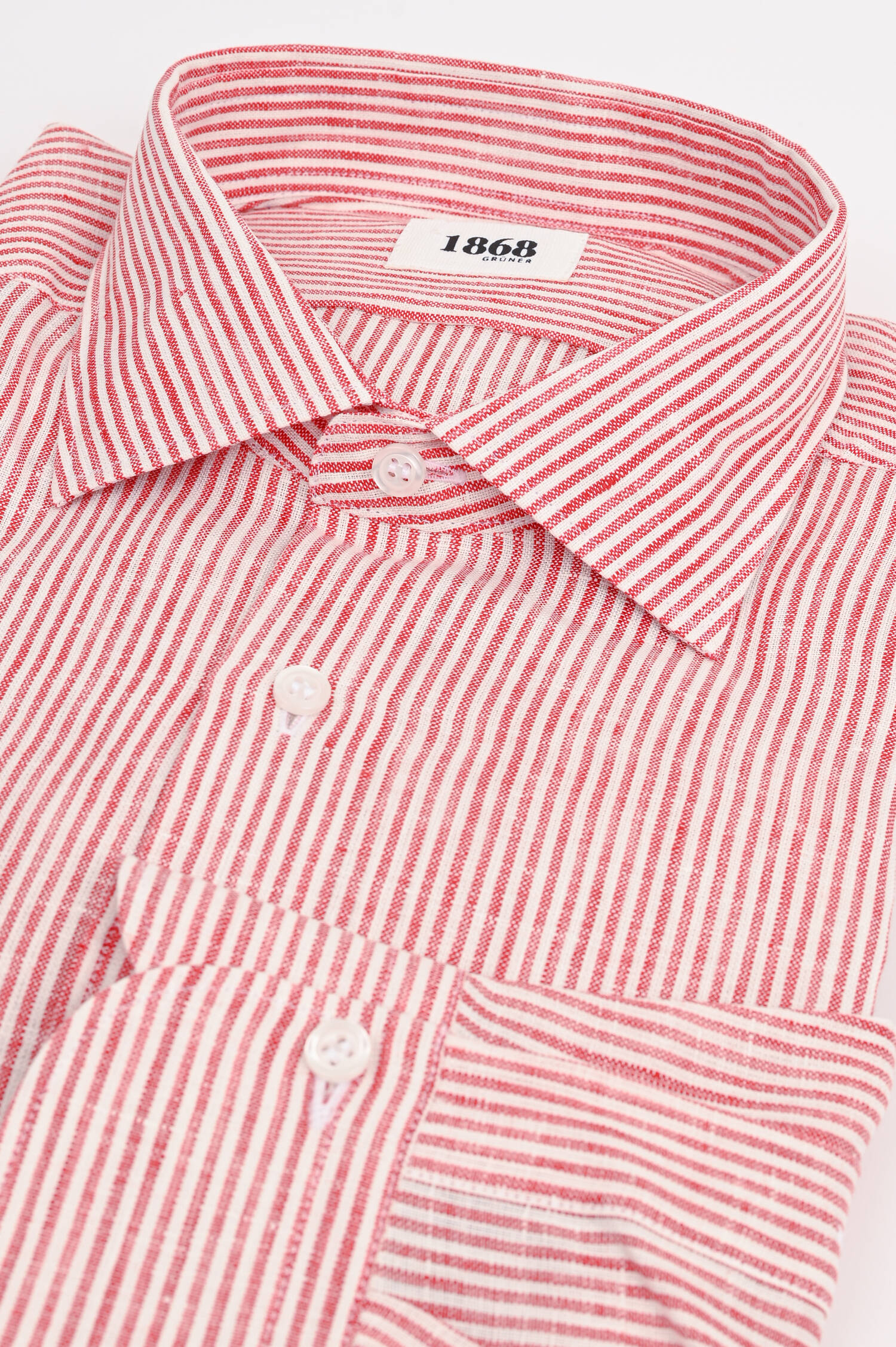Leinenhemd mit schmalen Streifen in Rot/Weiß Leinenhemd mit schmalen Streifen in Rot/Weiß