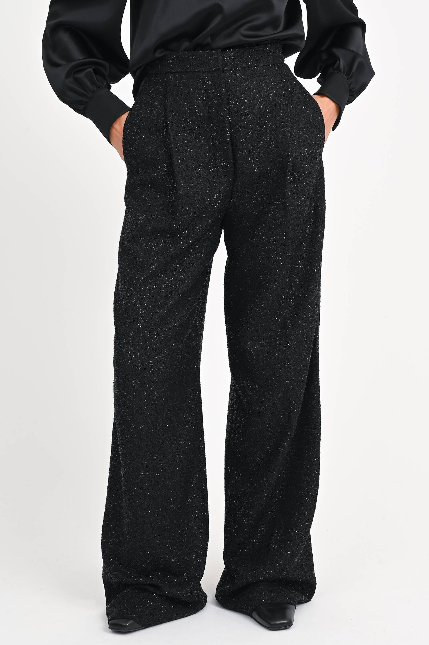Hose mit Pailletten in Schwarz