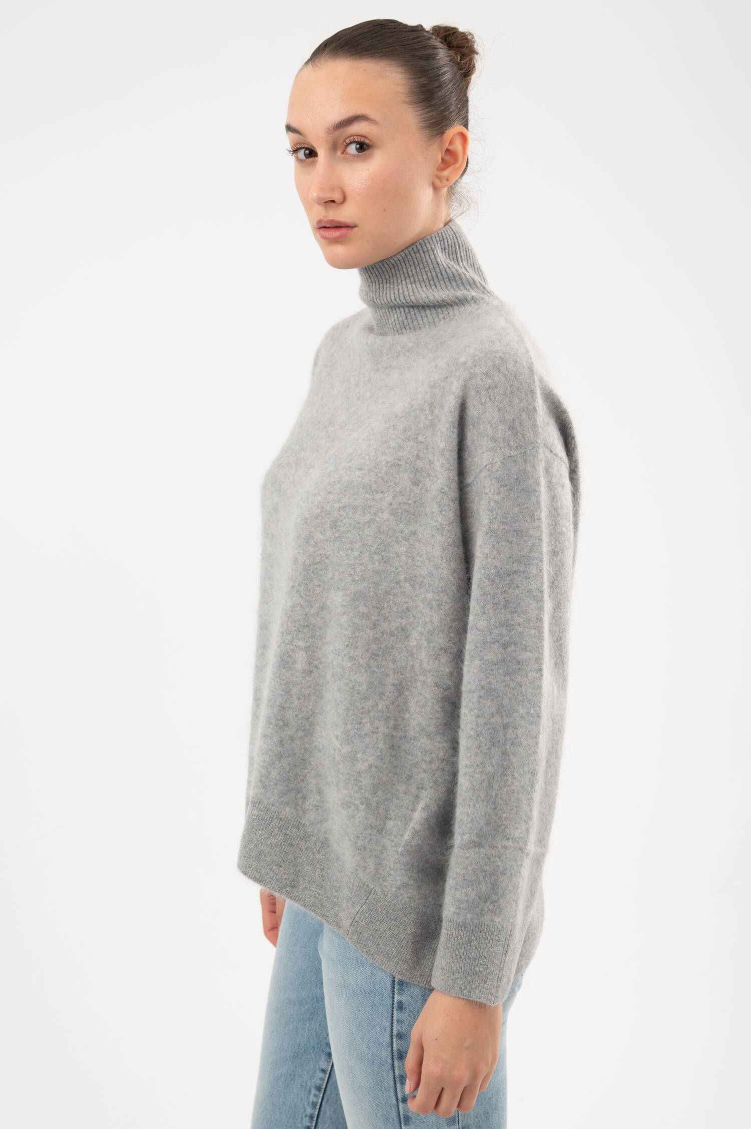 Turtle-Neck Woll-Pullover DANZA in Grau 