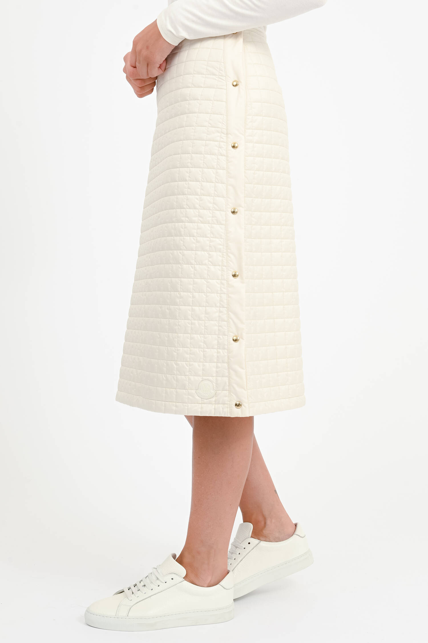 Gepolsterter Rock mit Karosteppung in Creme