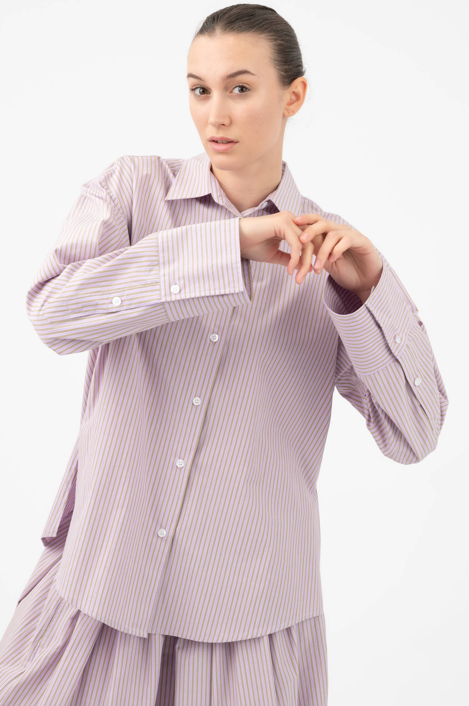 Bluse CAMICIA in Violett/Beige
