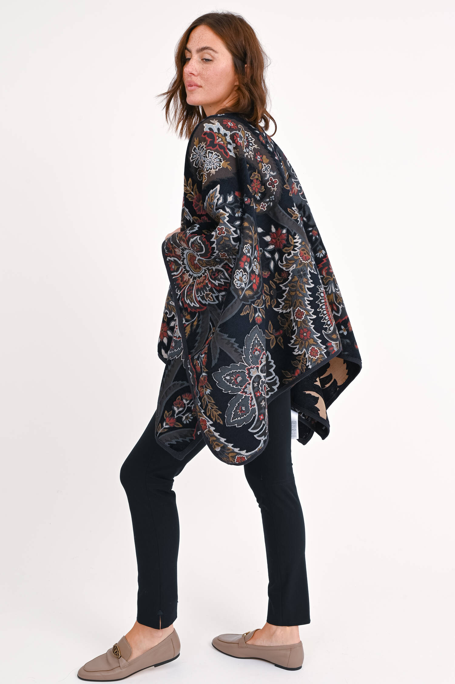 Wende-Cape/Poncho in Multicolor gemustert